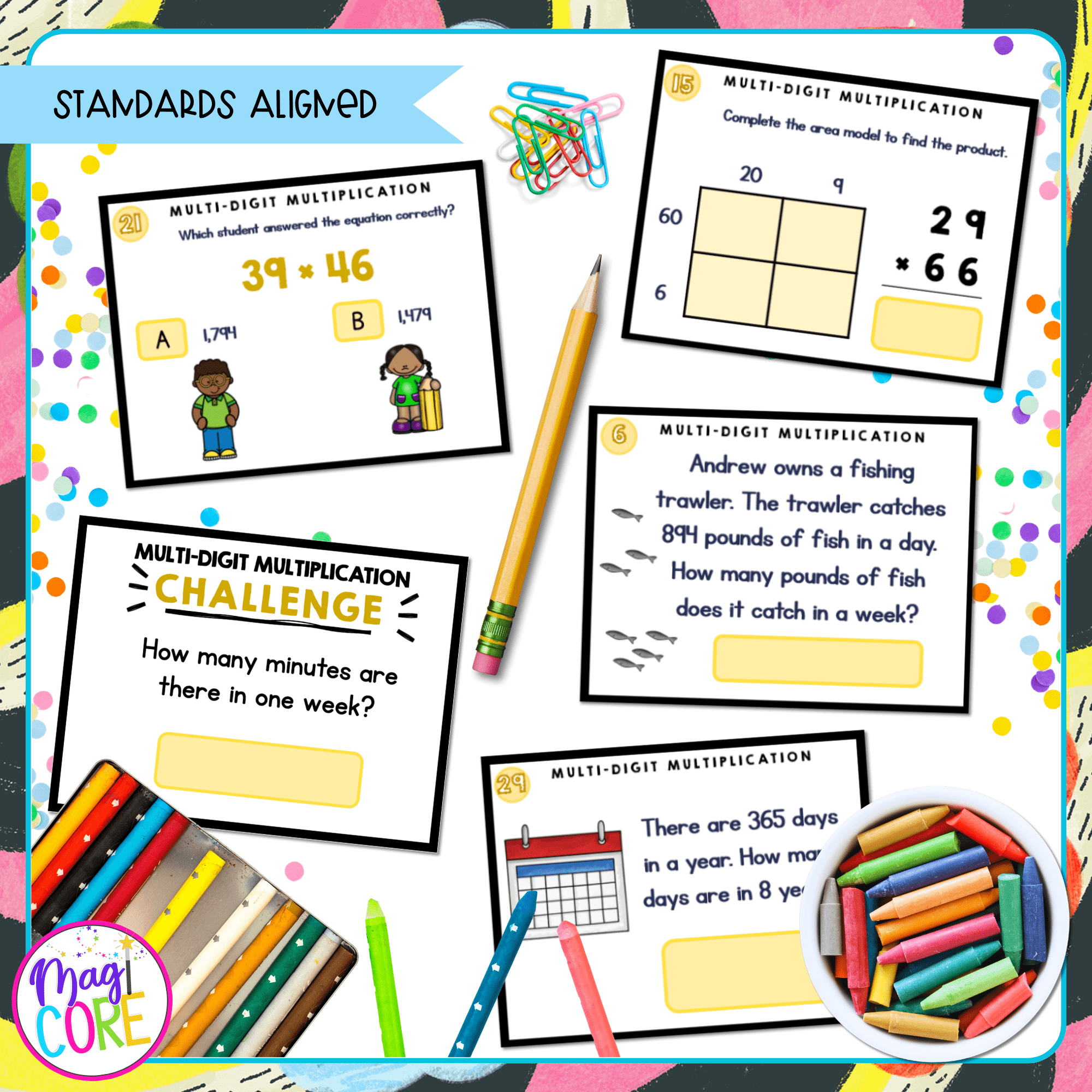 Multi-Digit Multiplication - 4th Grade Task Cards - Print & Digital - 4.NBT.B.5 - Image 4