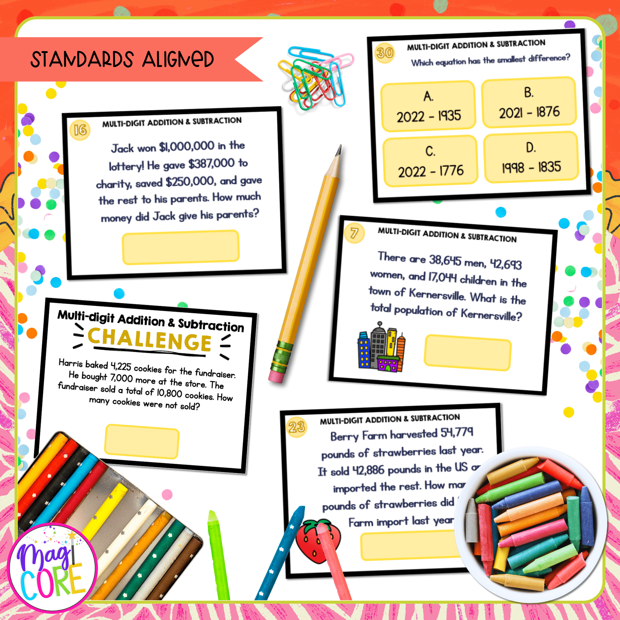 Multi-Digit Addition & Subtraction - 4th Grade Task Cards - Print & Digital - Image 4