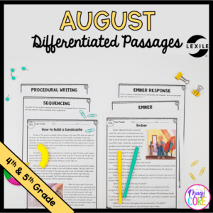 August Lexile Leveled Differentiated Reading Passages - 4th & 5th Grade
