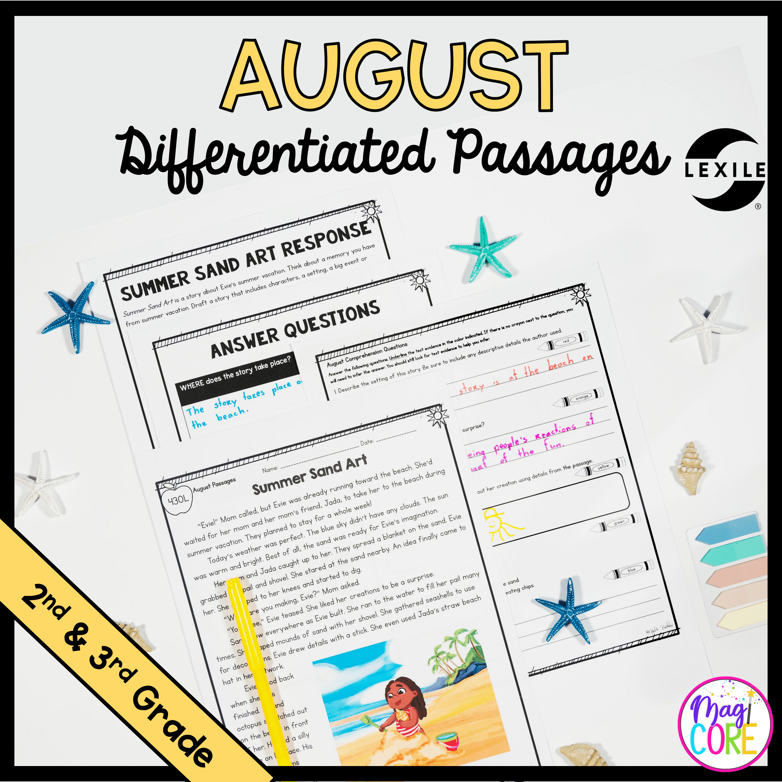 Month of August Differentiated Reading Passages - 2nd & 3rd Grade