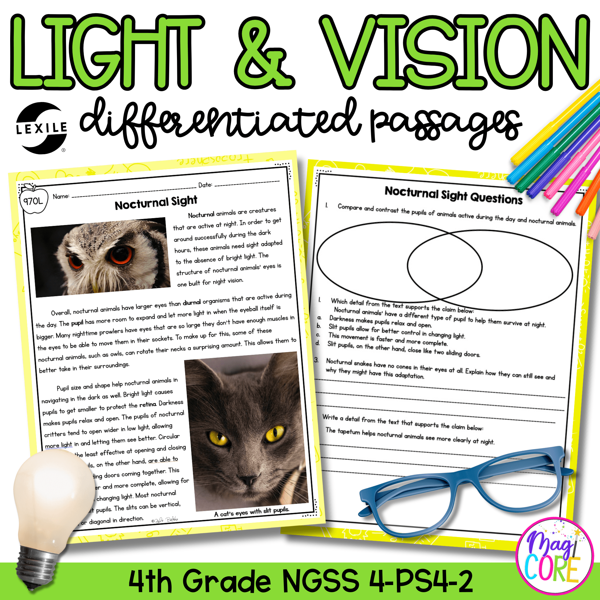 Light and Vision - 4-PS4-2 - Science Differentiated Passages