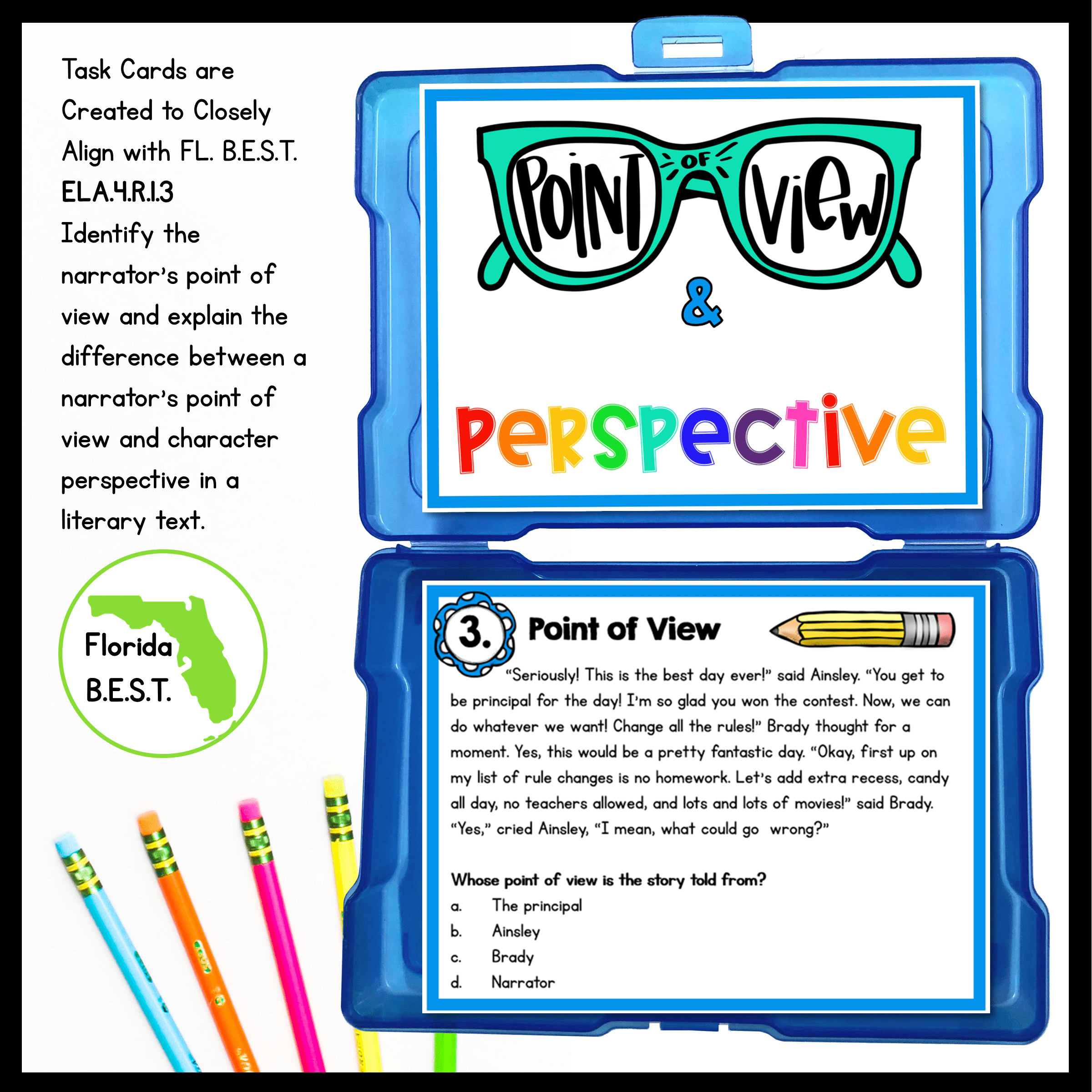 Point of View & Perspective Task Cards - 4th Grade FL BEST - ELA.4.R.1.3 - Image 2