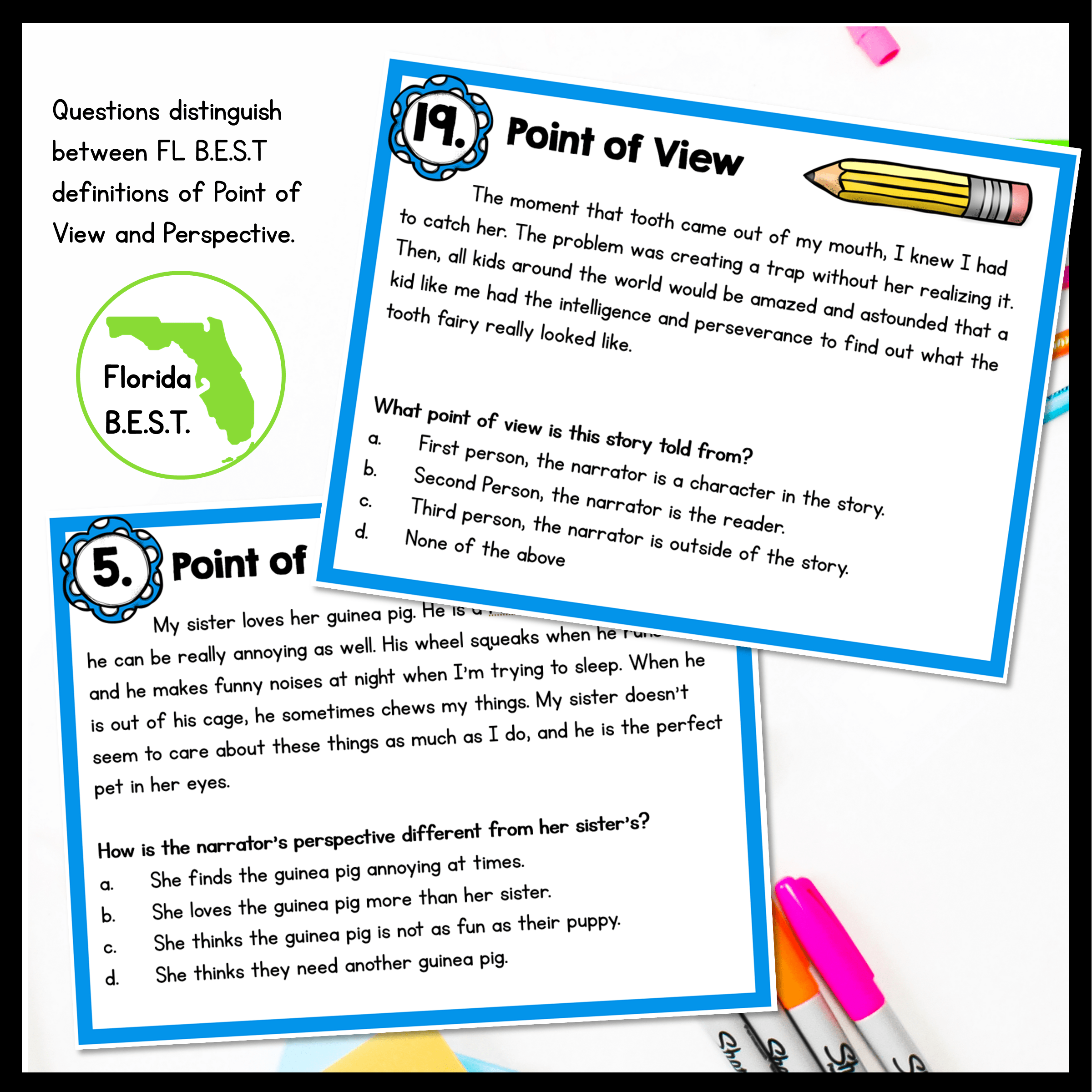 Point of View & Perspective Task Cards - 4th Grade FL BEST - ELA.4.R.1.3 - Image 3