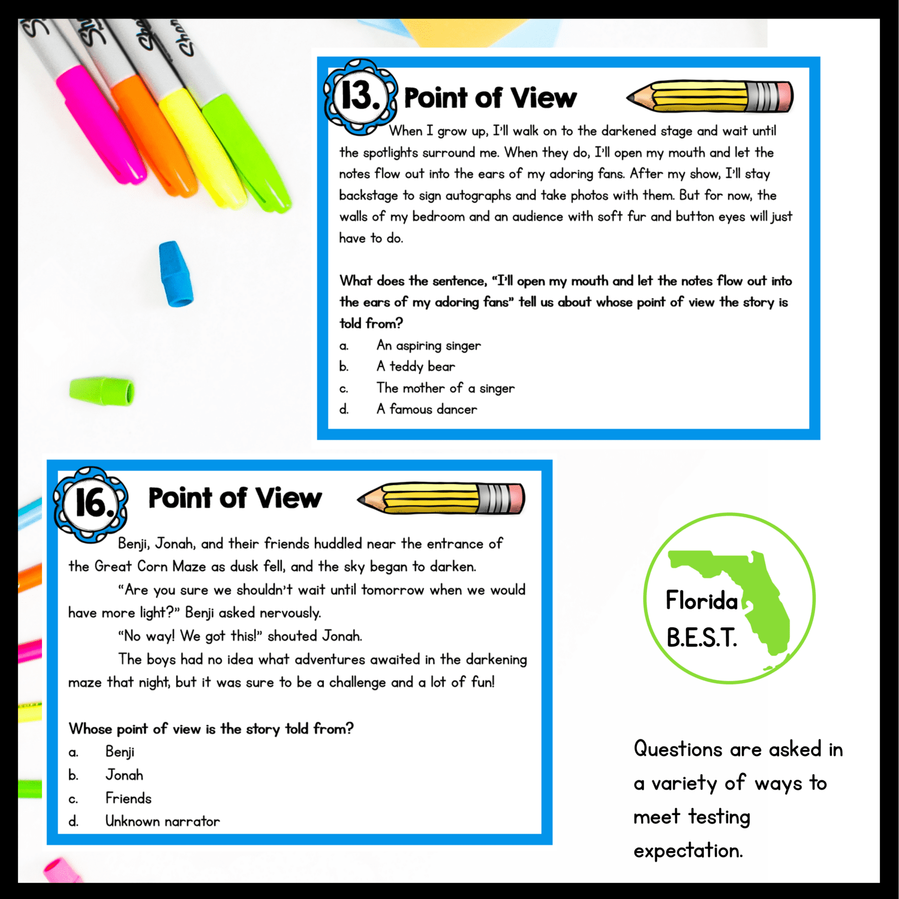 Point of View & Perspective Task Cards - 4th Grade FL BEST - ELA.4.R.1.3 - Image 4