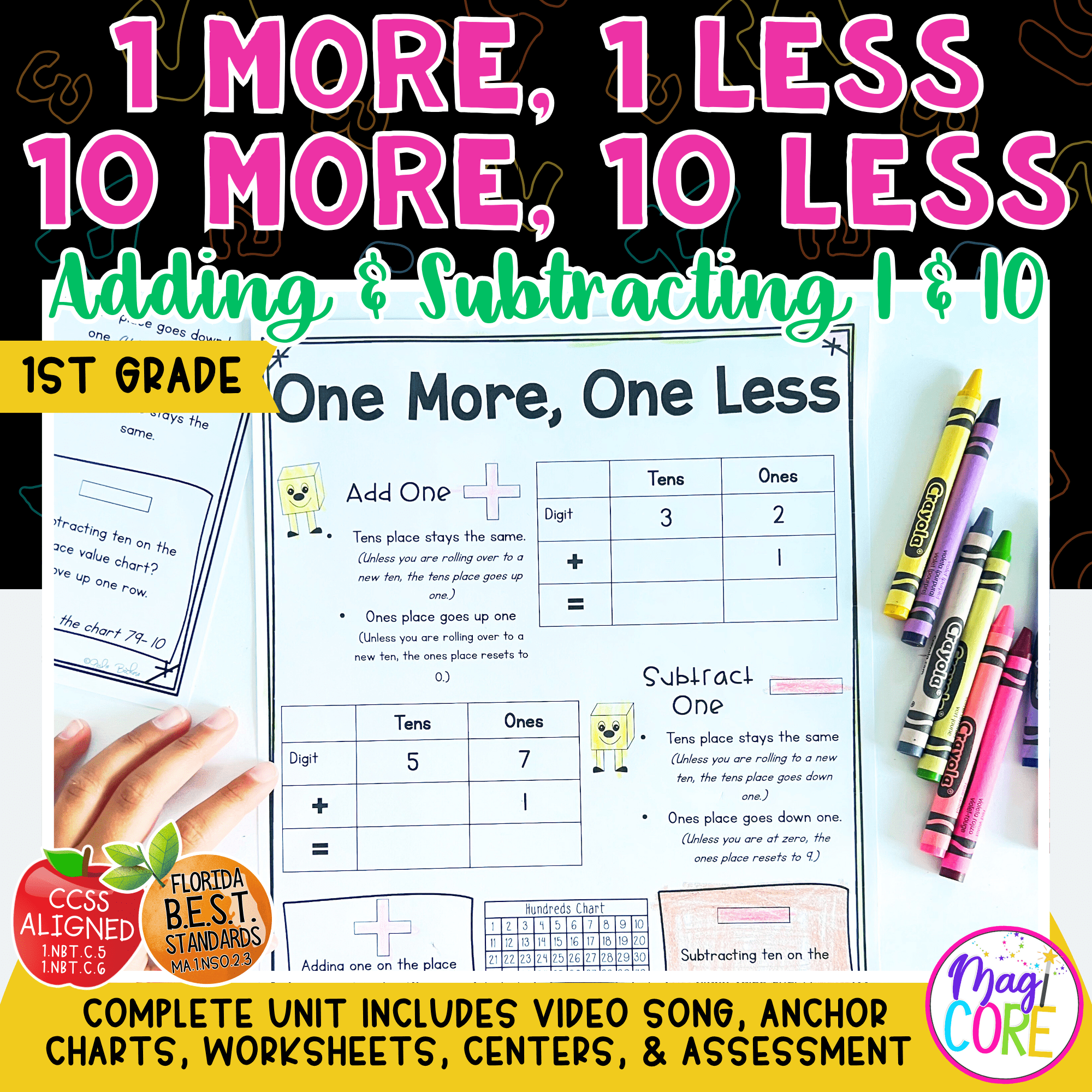 1 more, 1 less & 10 more, 10 less - 1st Grade Math - 1.NBT.C.5 | 1.NBT.C.6