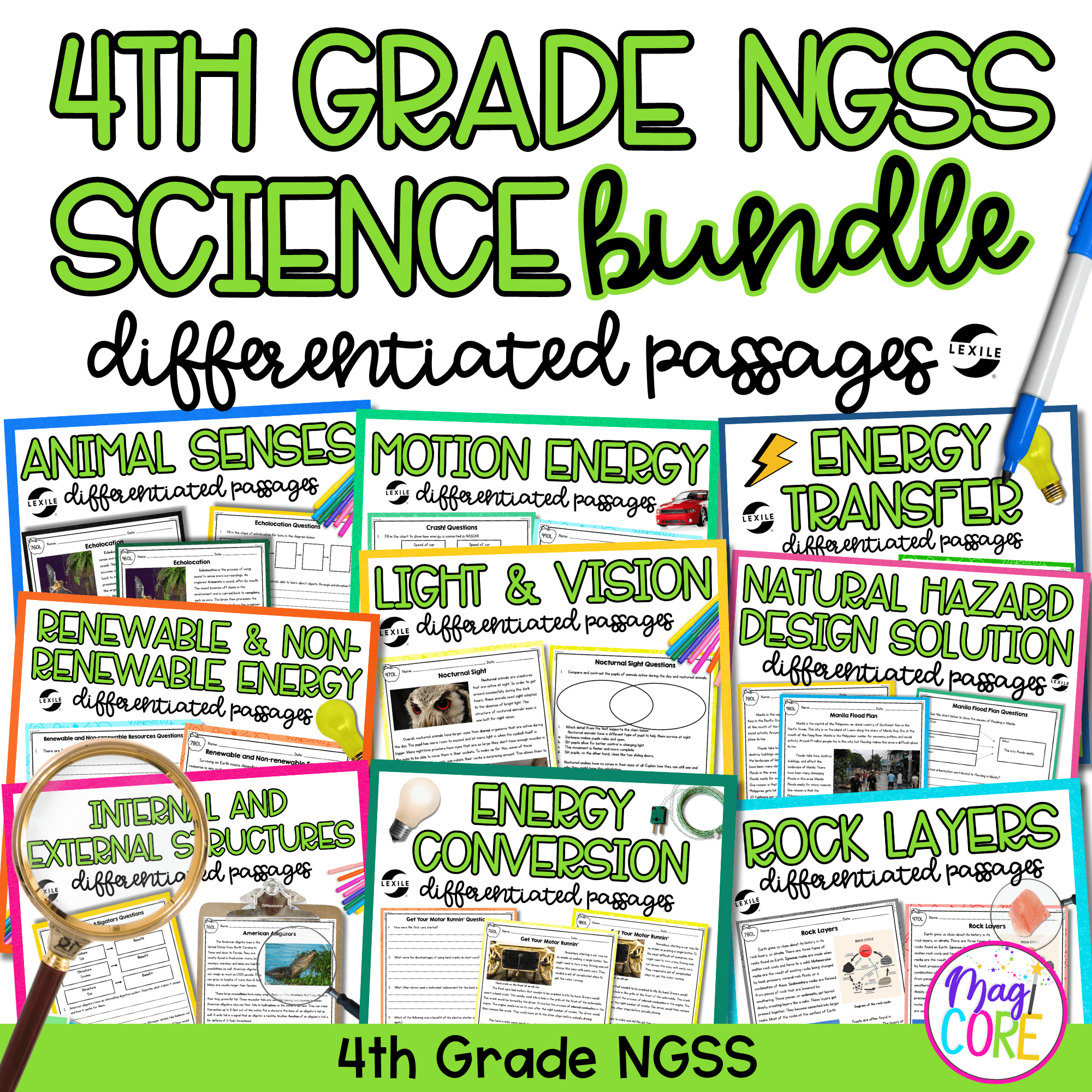 4th Grade NGSS Differentiated Science Passages GROWING Bundle