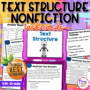 Nonfiction Text Structure Task Cards - 4th Grade FL BEST - ELA.4.R.2.1