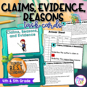 Author's Claim Task Cards 4th 5th Grade Florida FL BEST ELA.4.R.2.4 ELA.5.R.2.4
