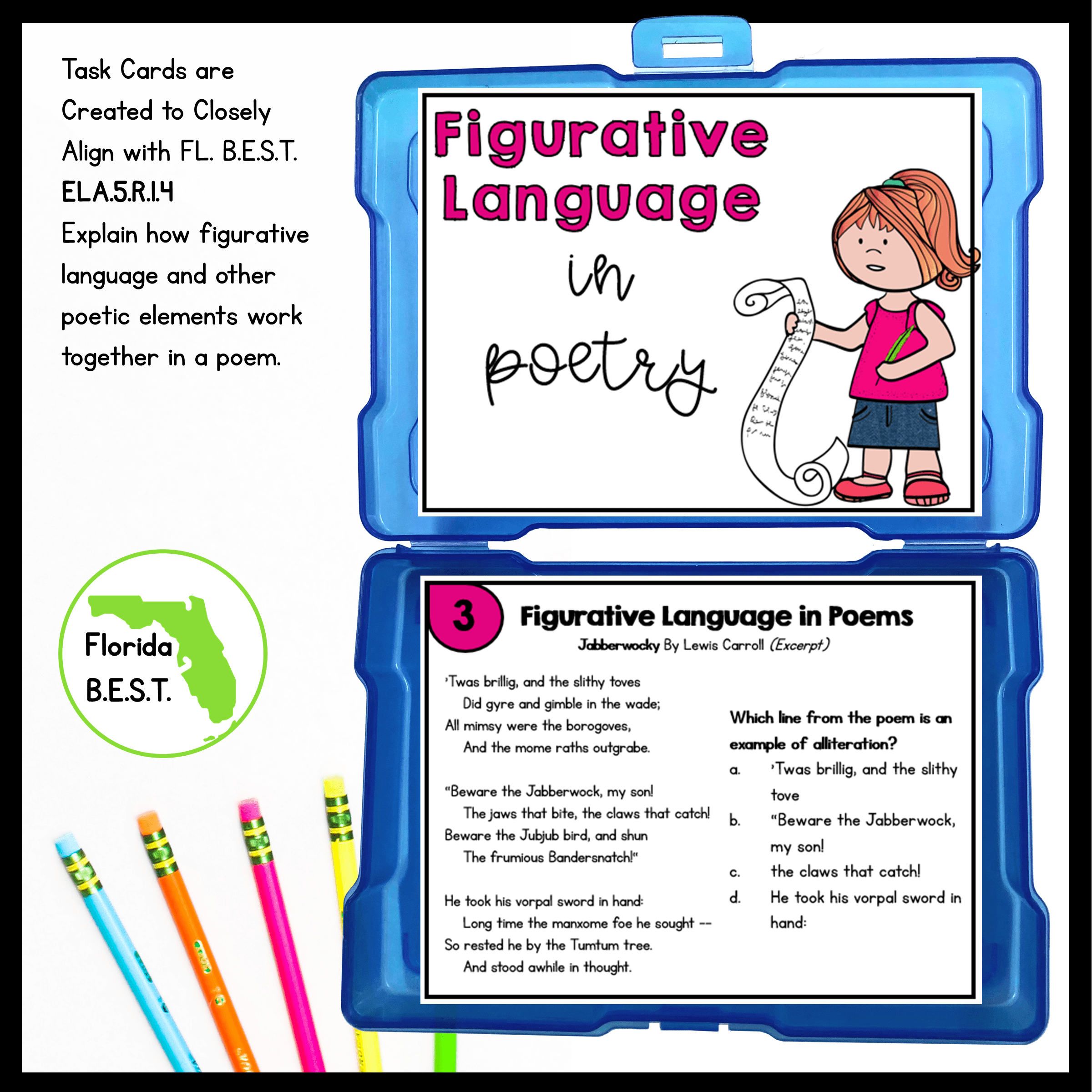 Figurative Language in Poems Task Cards - 5th Grade FL BEST - ELA.5.R.1.4 - Image 2