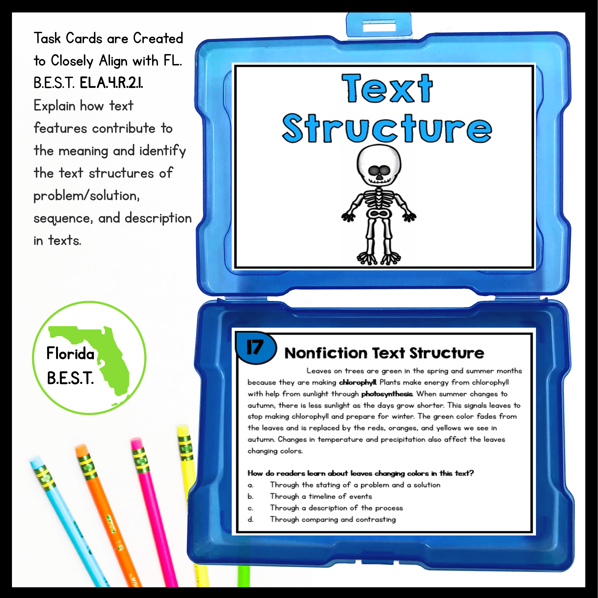 Nonfiction Text Structure Task Cards - 4th Grade FL BEST - ELA.4.R.2.1 - Image 2