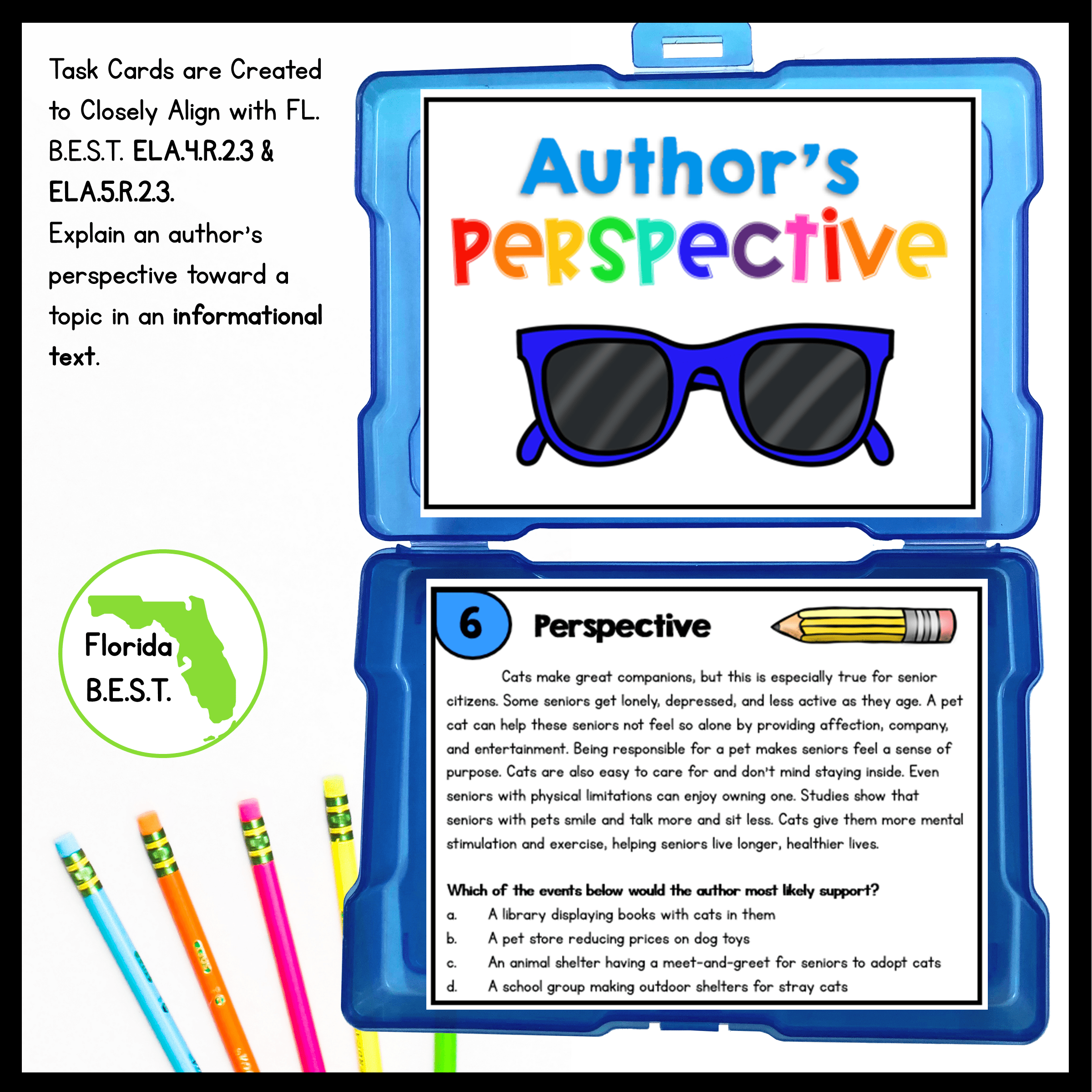 Author's Perspective Task Cards - 4th & 5th Grade - FL BEST ELA.4.R.2.3/5.R.2.3 - Image 2