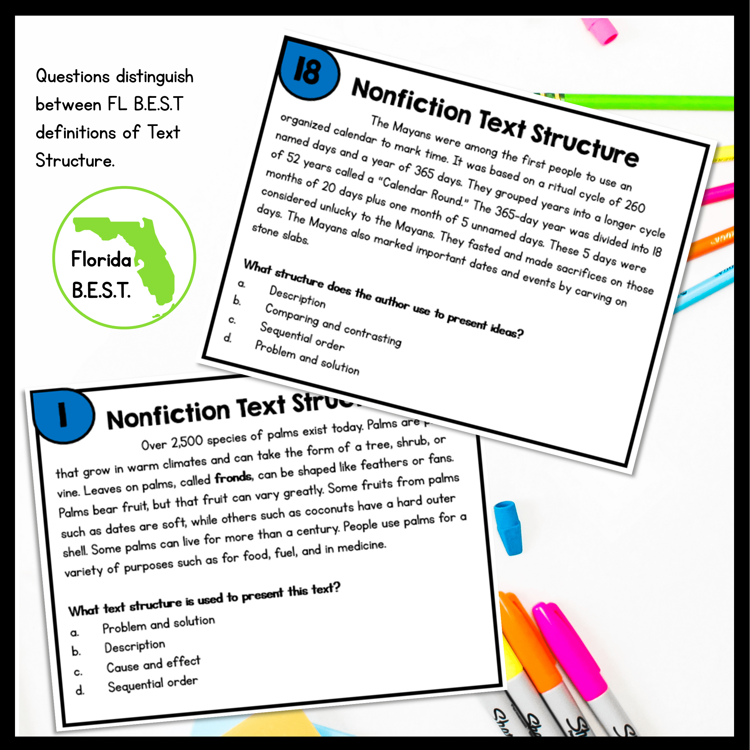 Nonfiction Text Structure Task Cards - 4th Grade FL BEST - ELA.4.R.2.1 - Image 3