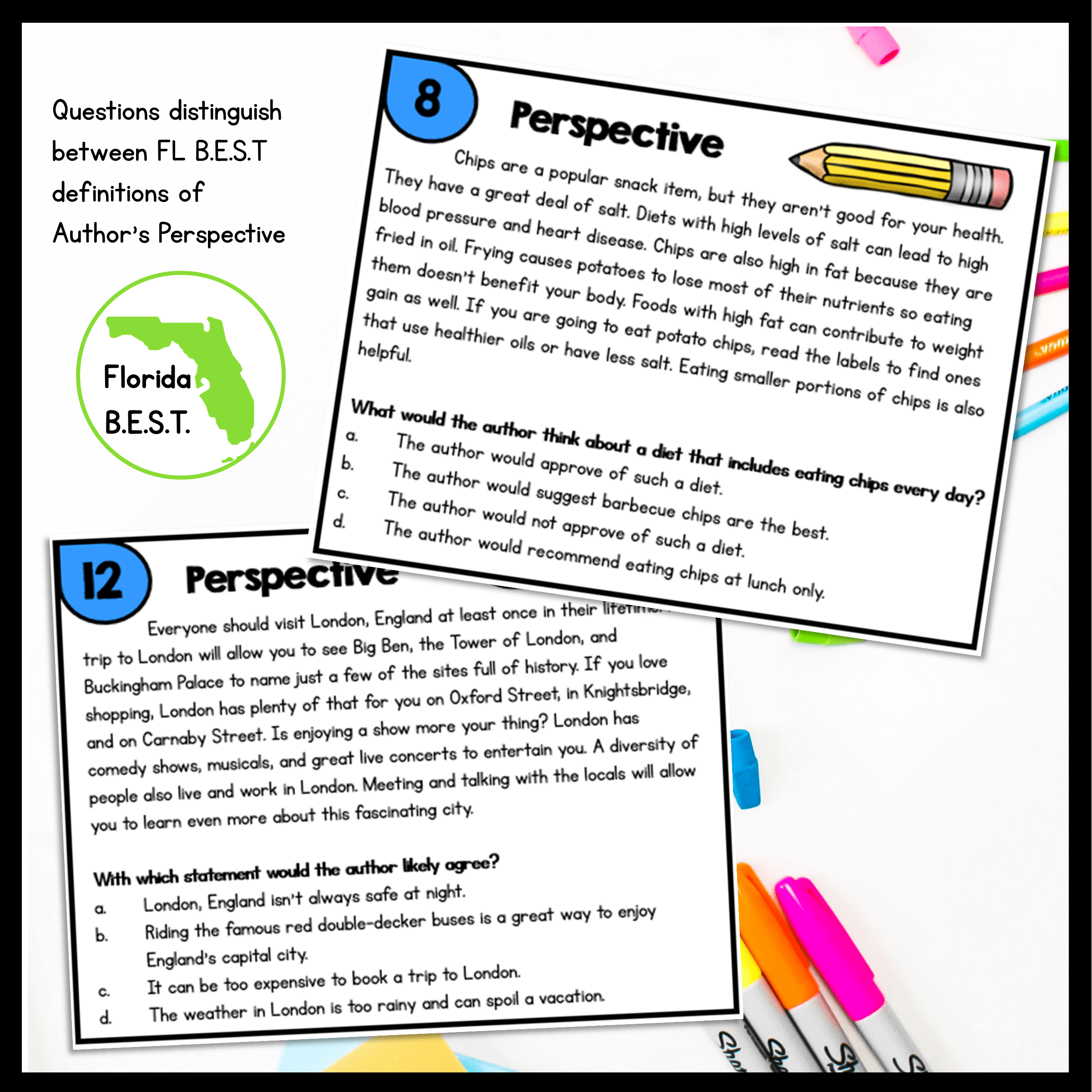 Author's Perspective Task Cards - 4th & 5th Grade - FL BEST ELA.4.R.2.3/5.R.2.3 - Image 3
