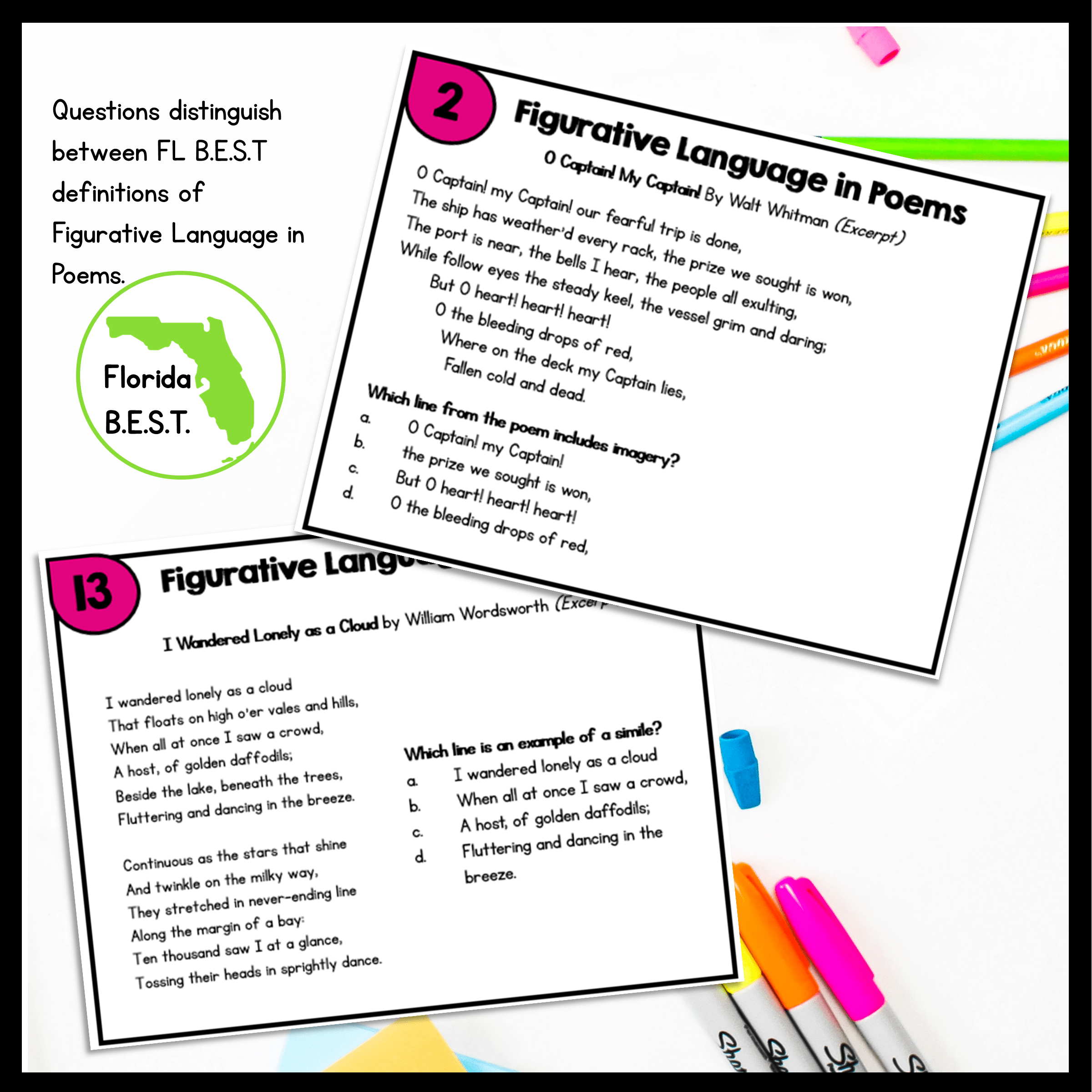 Figurative Language in Poems Task Cards - 5th Grade FL BEST - ELA.5.R.1.4 - Image 3