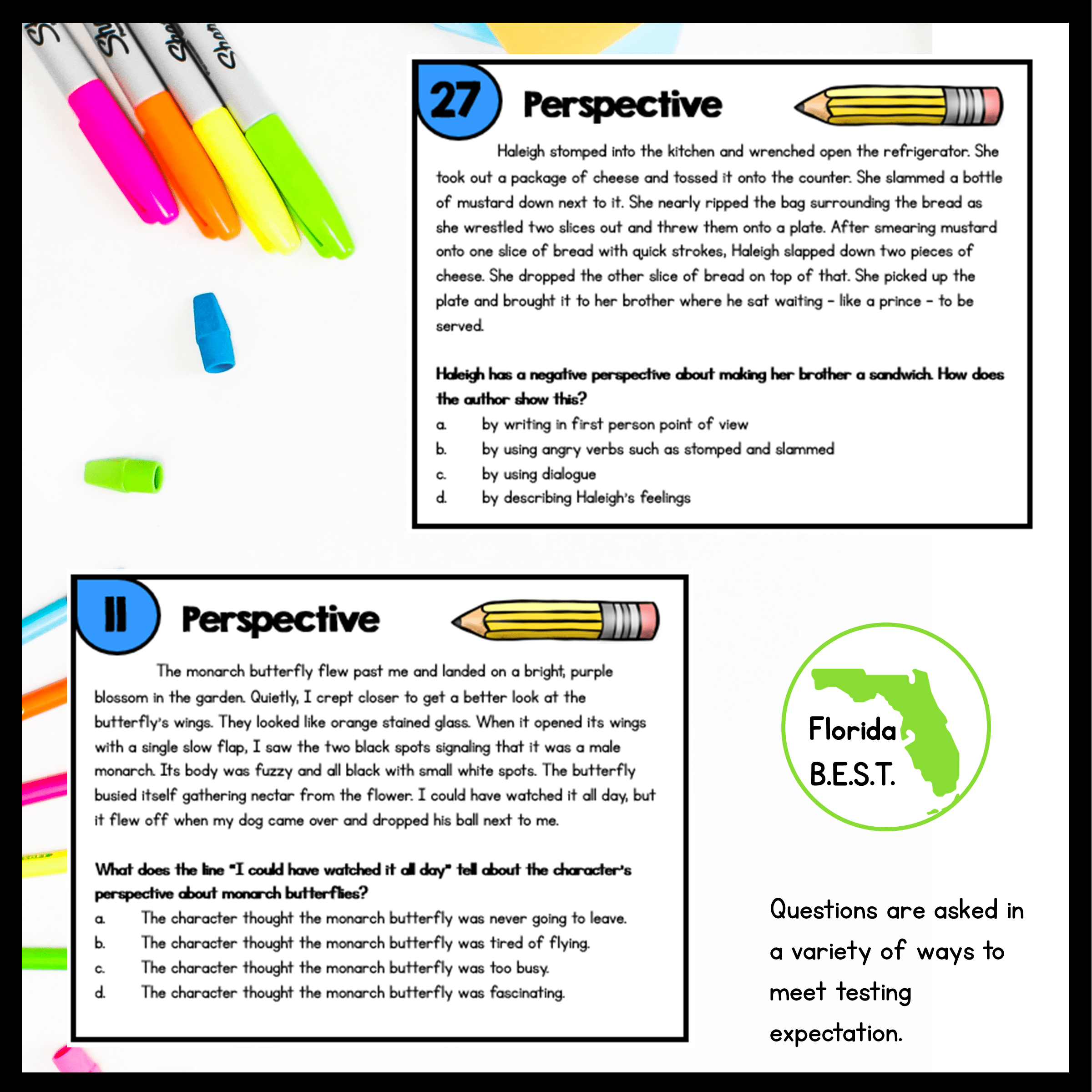 Character Perspective Task Cards - 5th Grade FL BEST - ELA.5.R.1.3 - Image 4