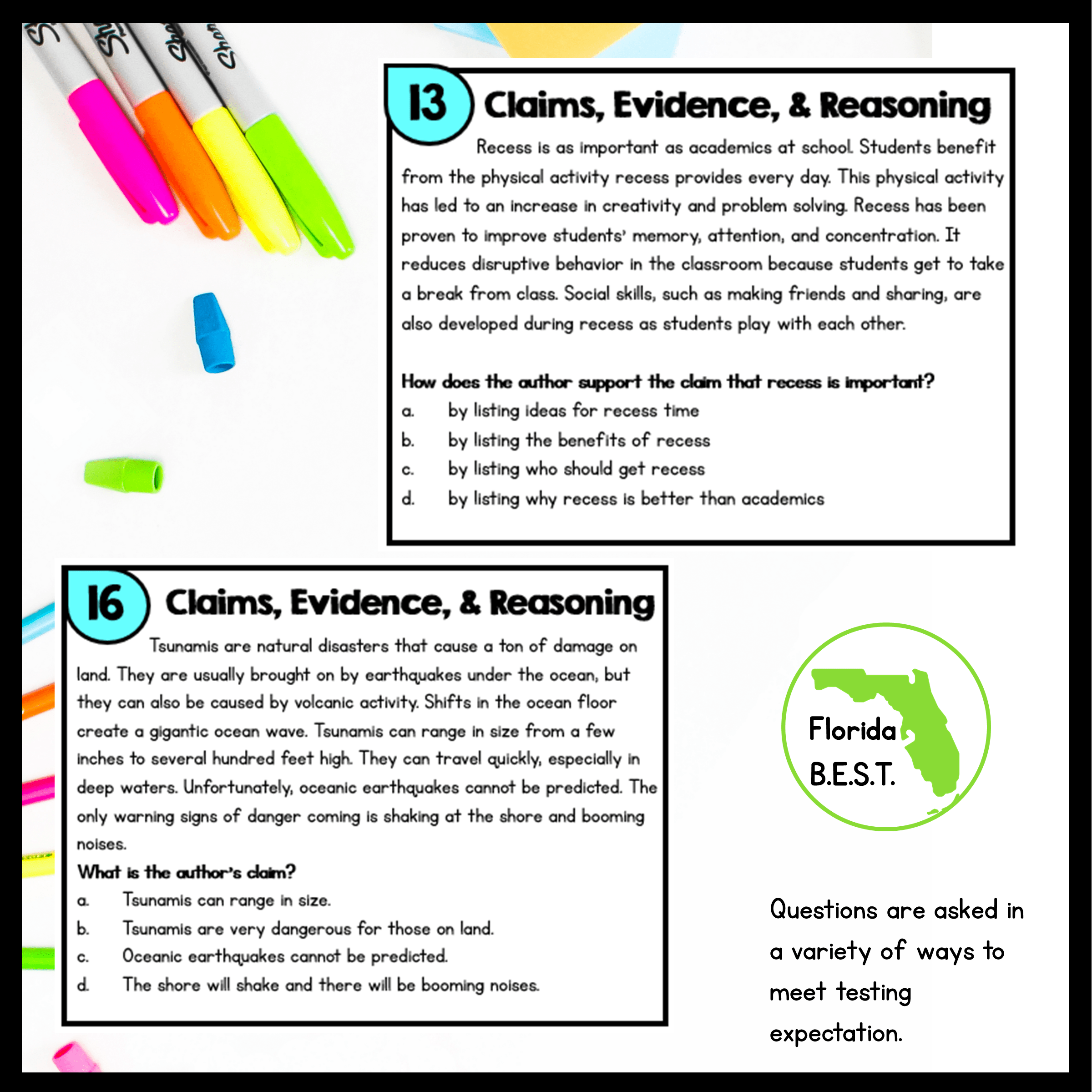 Author's Claim Task Cards 4th 5th Grade Florida FL BEST ELA.4.R.2.4 ELA.5.R.2.4 - Image 4