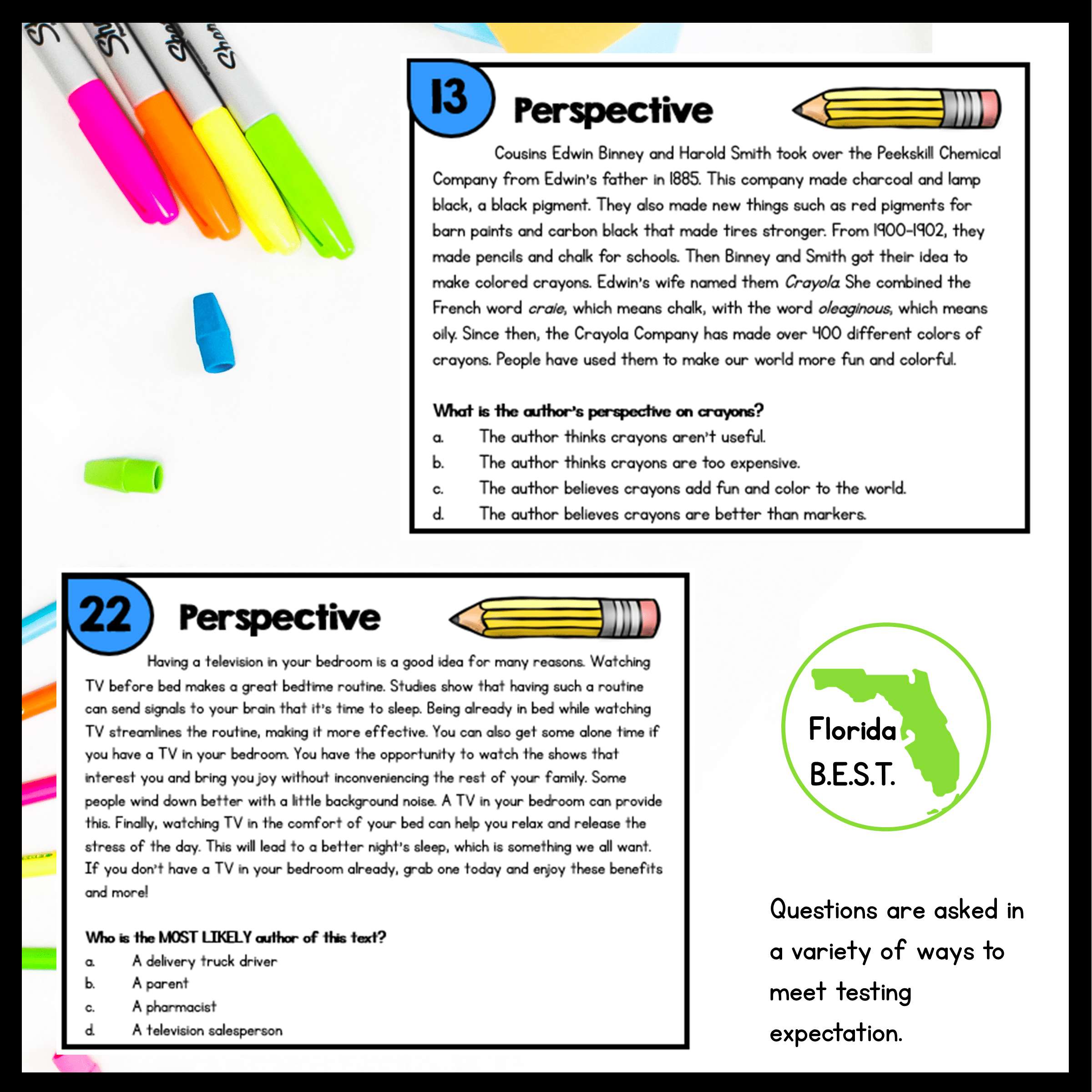 Author's Perspective Task Cards - 4th & 5th Grade - FL BEST ELA.4.R.2.3/5.R.2.3 - Image 4