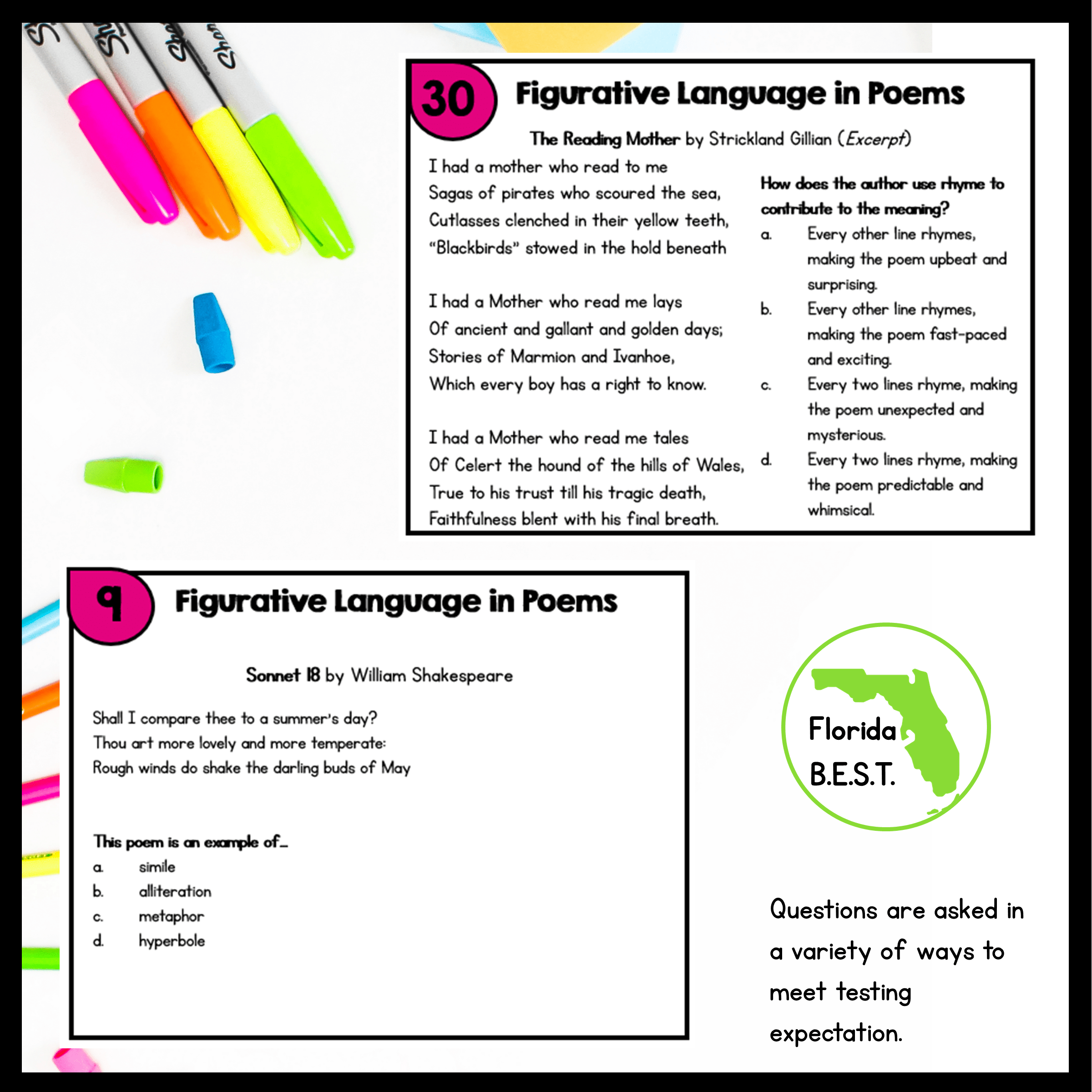 Figurative Language in Poems Task Cards - 5th Grade FL BEST - ELA.5.R.1.4 - Image 4