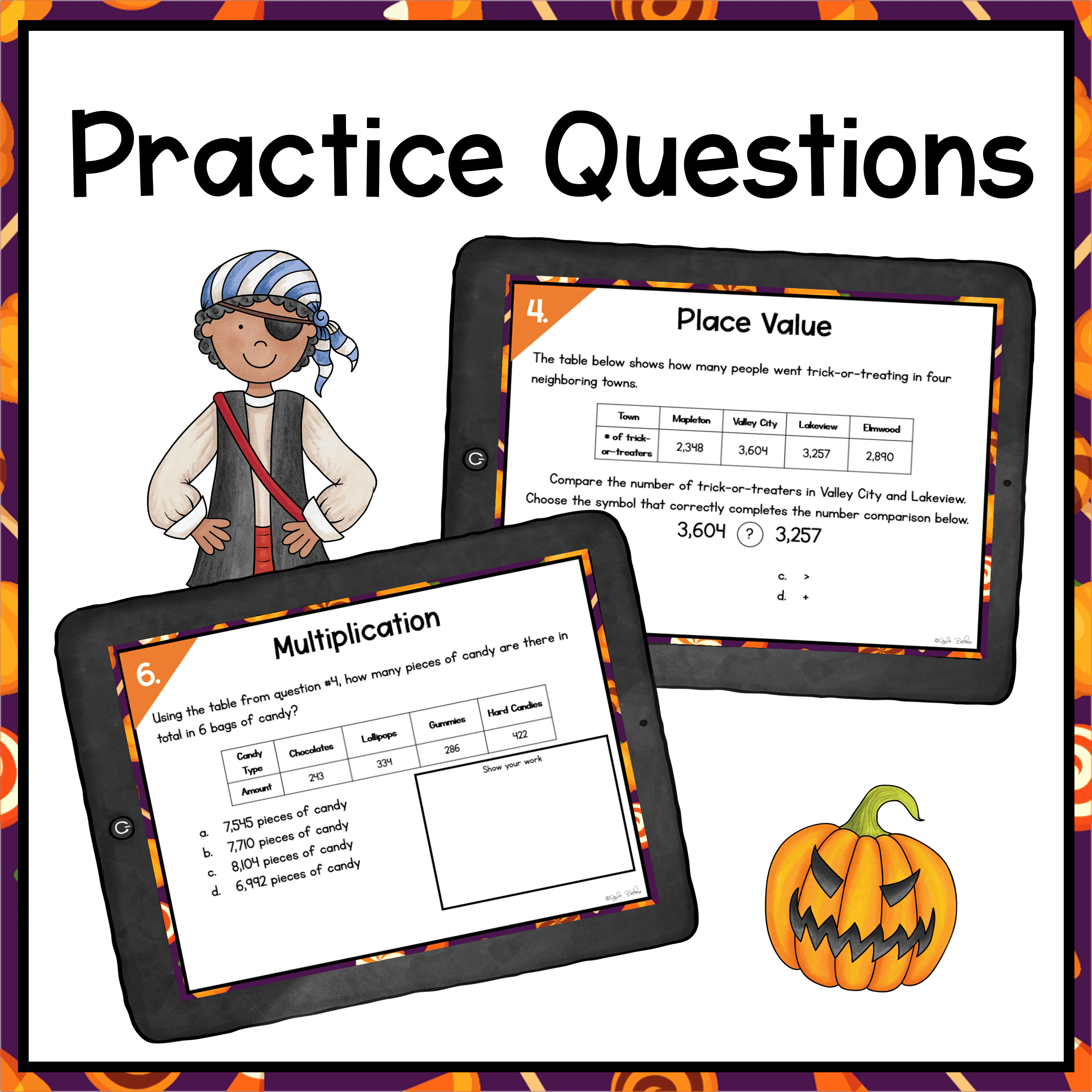 Halloween Math Review Escape Room 4th Grade Multiply Divide Place Value Fraction - Image 8