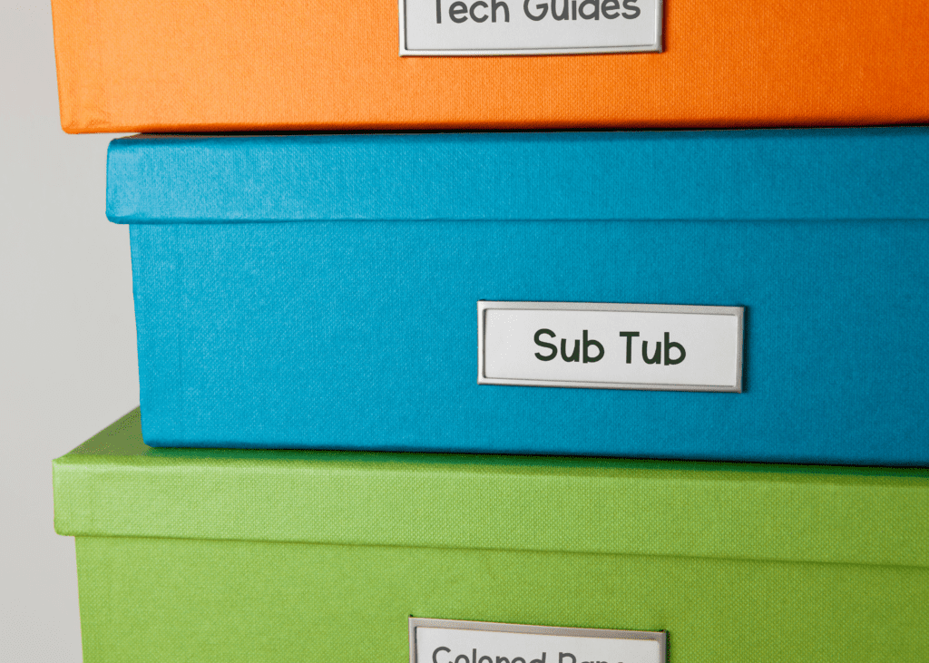 You can create a "sub tub" to help your class prepare for a substitute when you have days you just have to miss. 