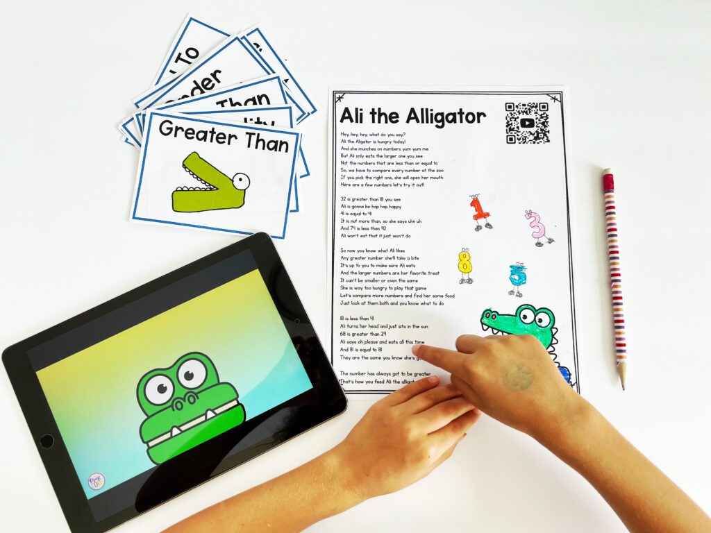 Vocabulary in a math skill like number comparison (1.NBT.B.3) is already key, so why not include a read-aloud story to enrich the lesson?