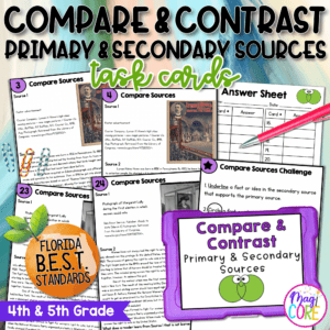 Compare and Contrast Task Cards - 4th & 5th Grade - FL BEST ELA.4.R.3.3/5.R.3.3