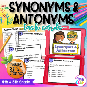 Synonyms & Antonyms Task Cards - 4th & 5th Grade FL BEST ELA.4.V.1.3 ELA.5.V.1.3
