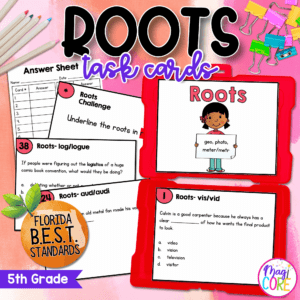 Roots Task Cards - 5th Grade FL BEST - ELA.5.V.1.2