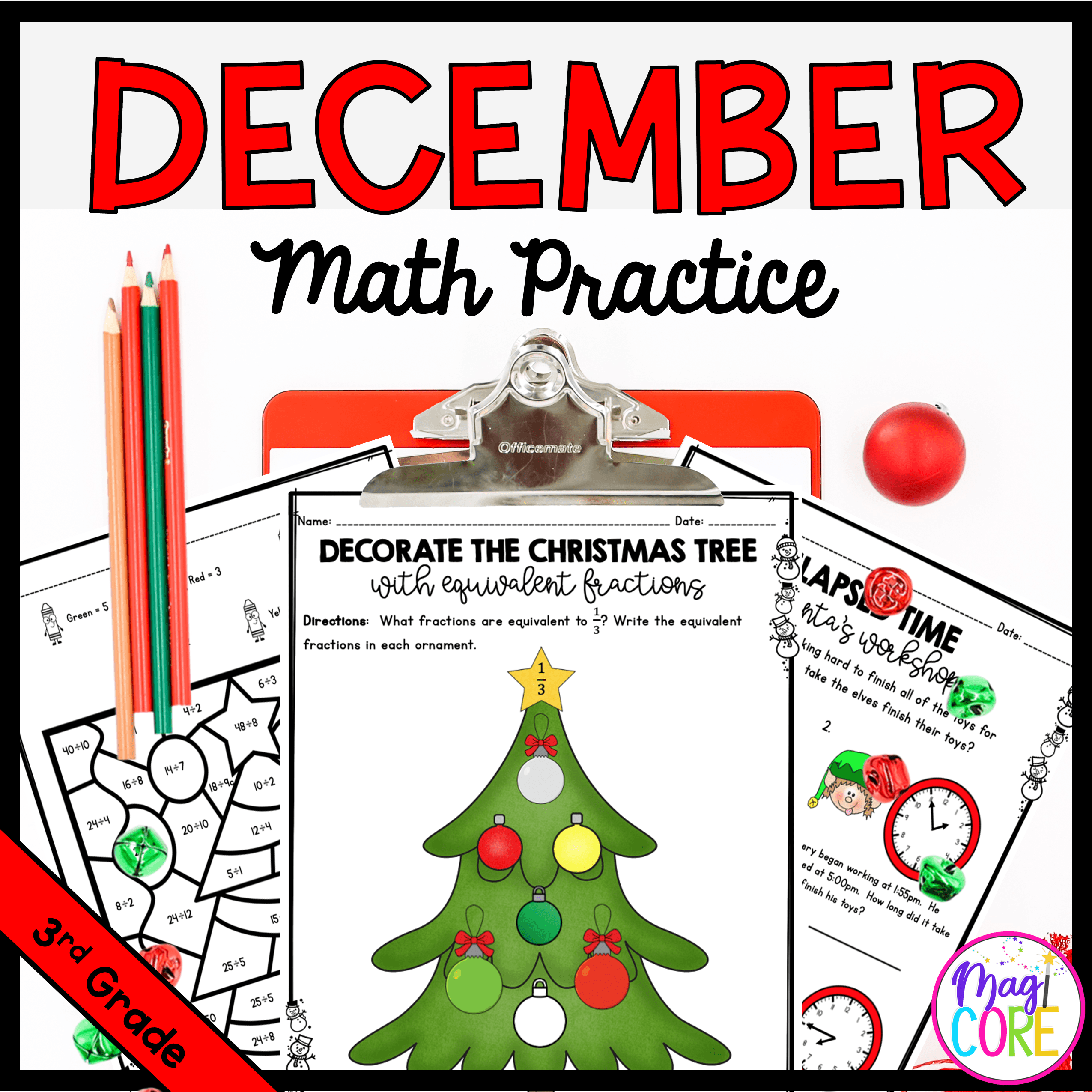 Month of December Math Practice - 3rd Grade