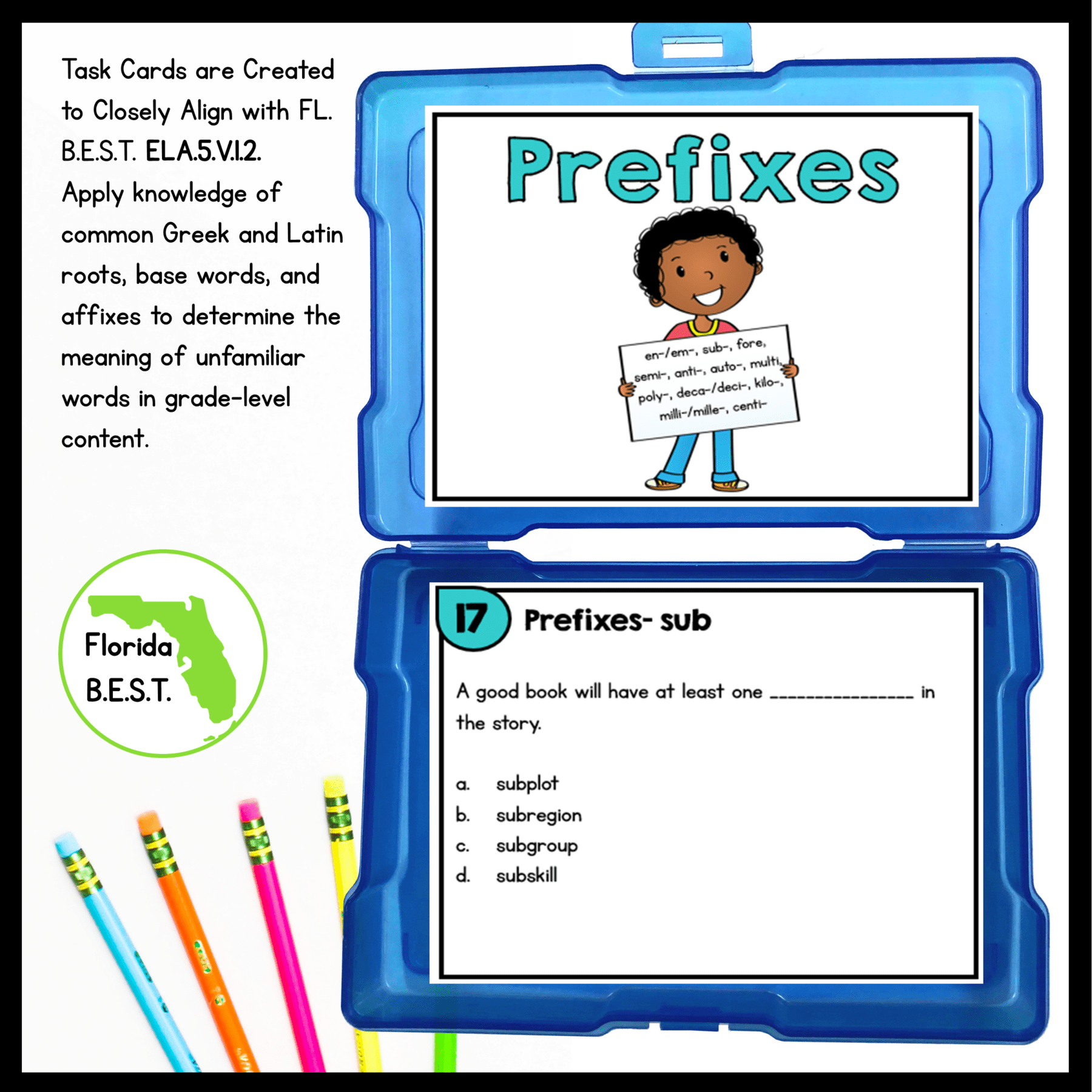 Prefixes Task Cards - 5th Grade FL BEST - ELA.5.V.1.2 - Image 2