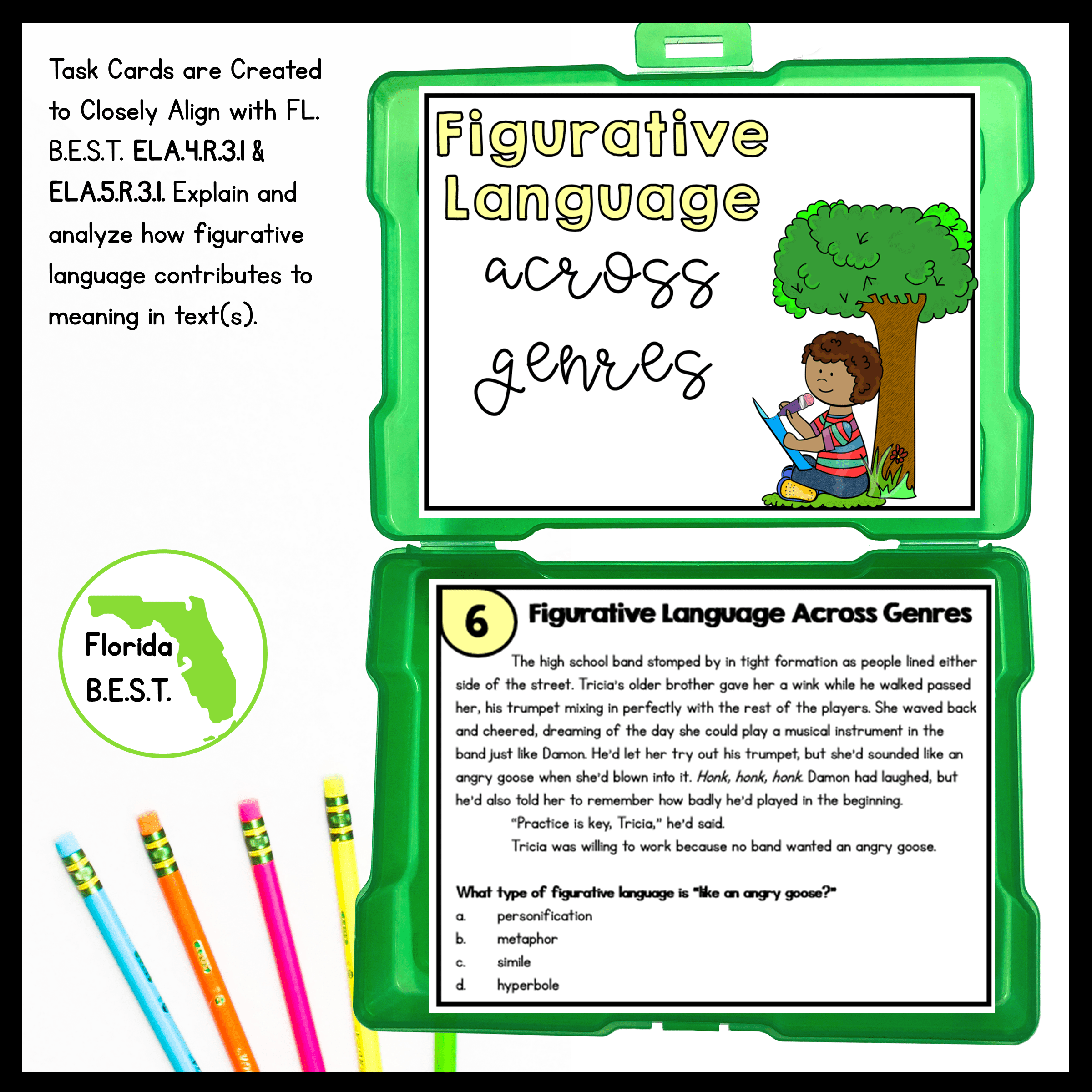 Figurative Language Task Cards - 4th & 5th Grade - FL BEST ELA.4.R.3.1/5.R.3.1 - Image 2