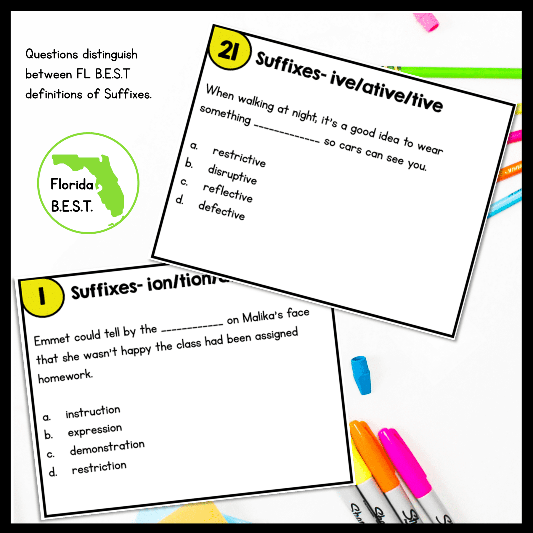 Suffixes Task Cards - 5th Grade FL BEST - ELA.5.V.1.2 - Image 3