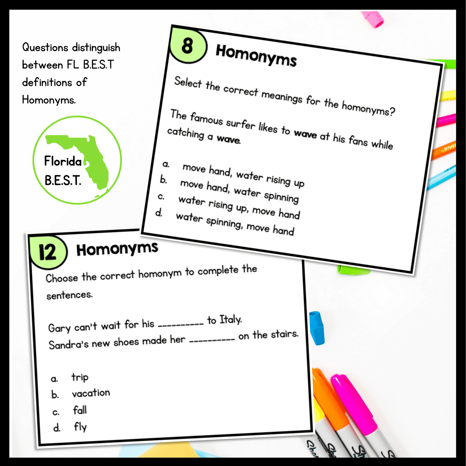 Homonyms Task Cards - 4th & 5th Grade - FL BEST ELA.4.V.1.3/5.V.1.3 - Image 3