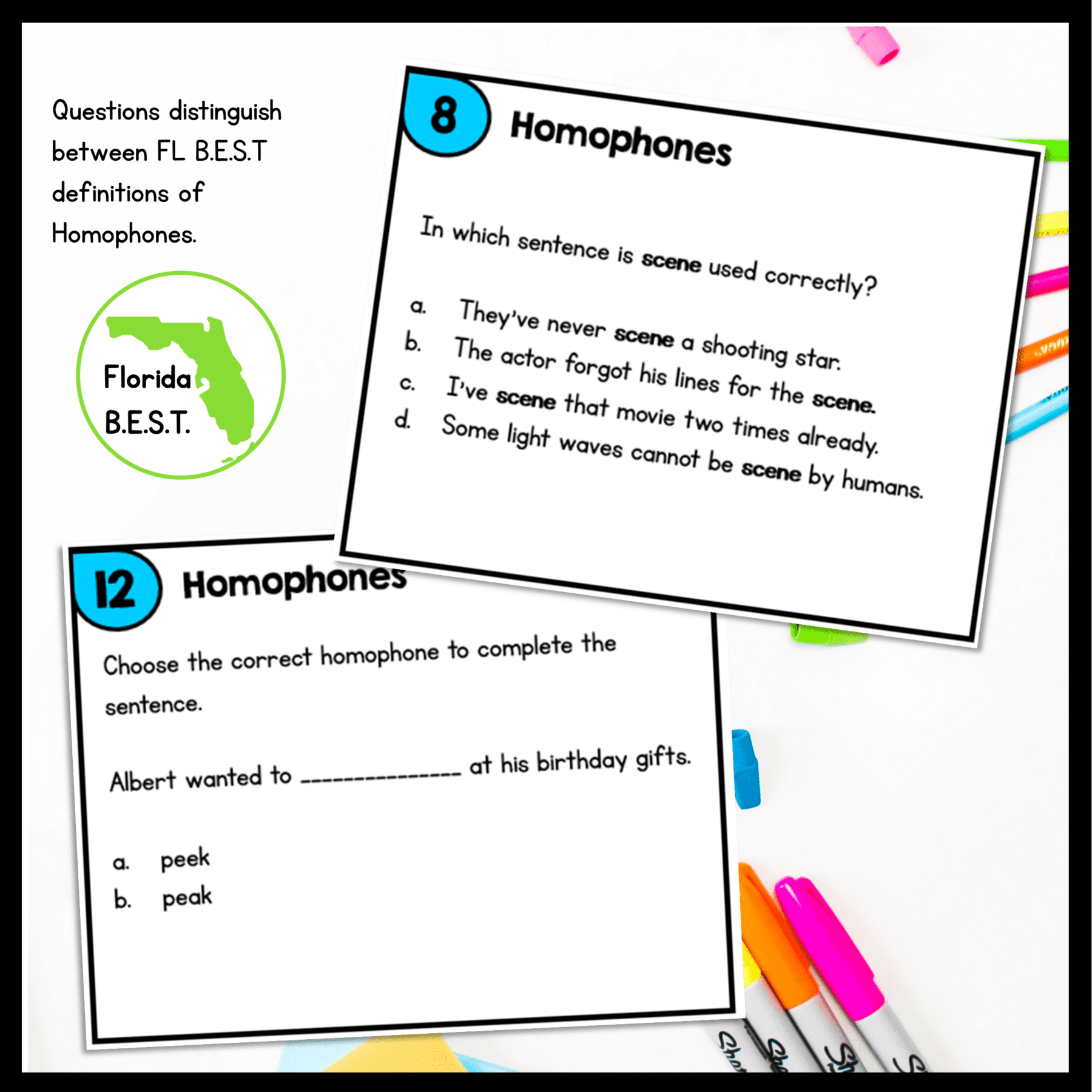 Homophones Task Cards - 4th & 5th Grade - FL BEST ELA.4.V.1.3 & ELA.5.V.1.3 - Image 3