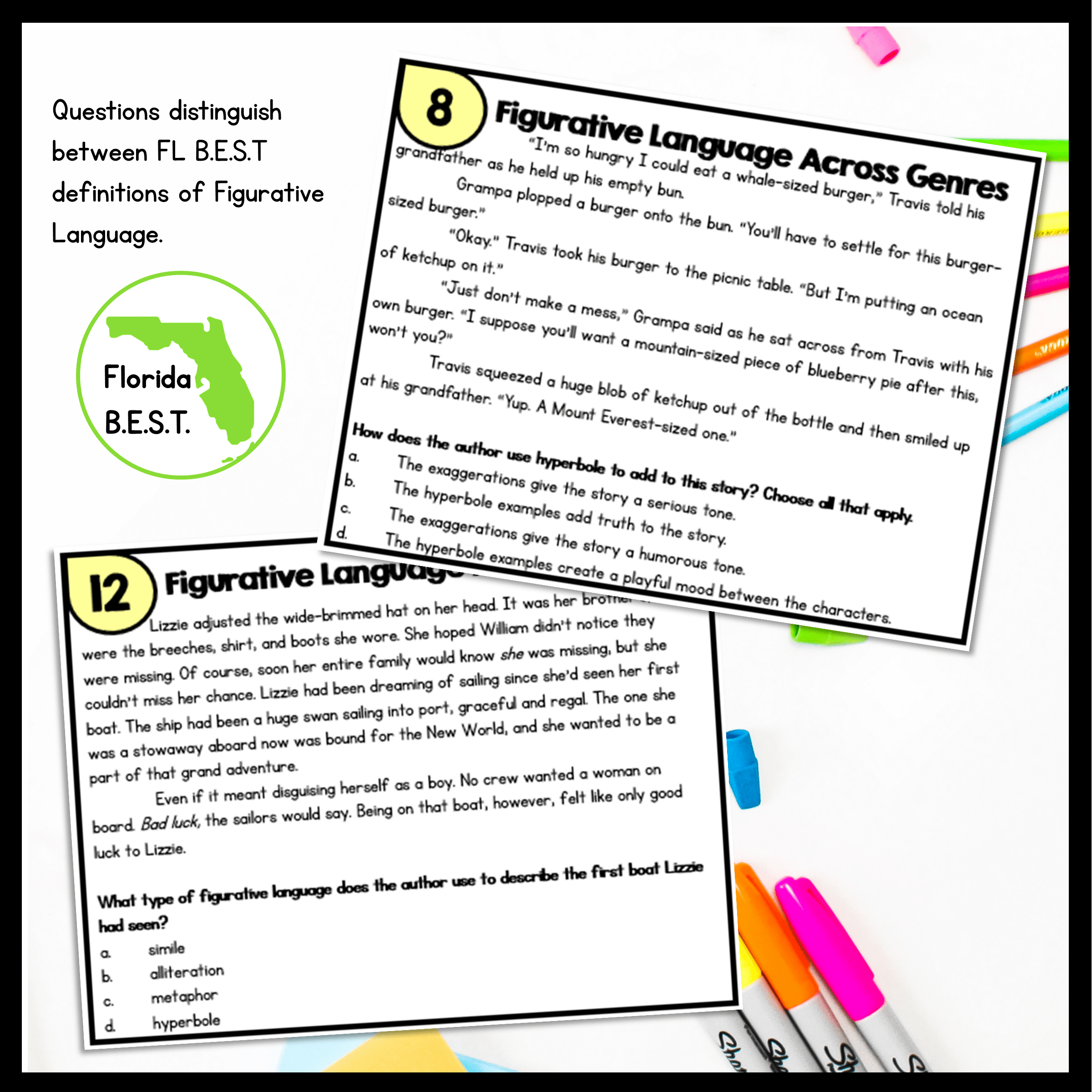 Figurative Language Task Cards - 4th & 5th Grade - FL BEST ELA.4.R.3.1/5.R.3.1 - Image 3