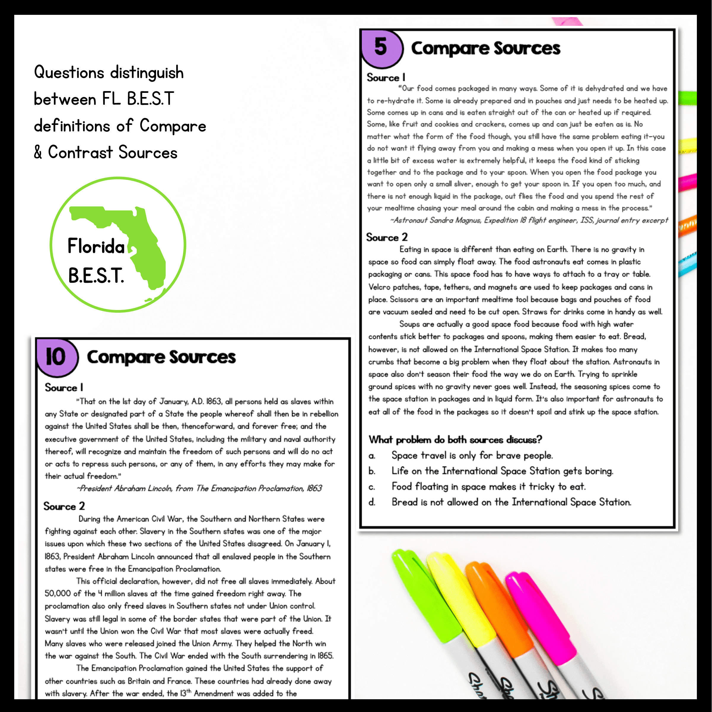 Compare and Contrast Task Cards - 4th & 5th Grade - FL BEST ELA.4.R.3.3/5.R.3.3 - Image 3