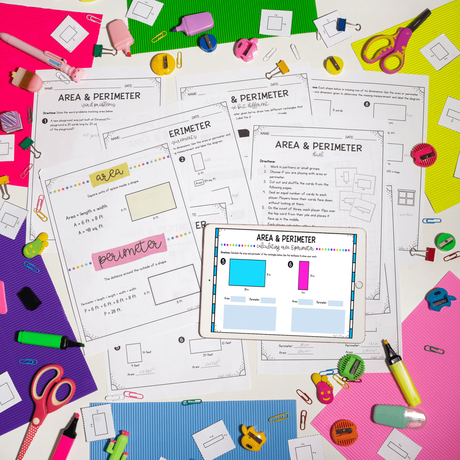 Area and Perimeter of Rectangles - 4th Grade Math - Print & Digital - 4.MD.A.3 - Image 4
