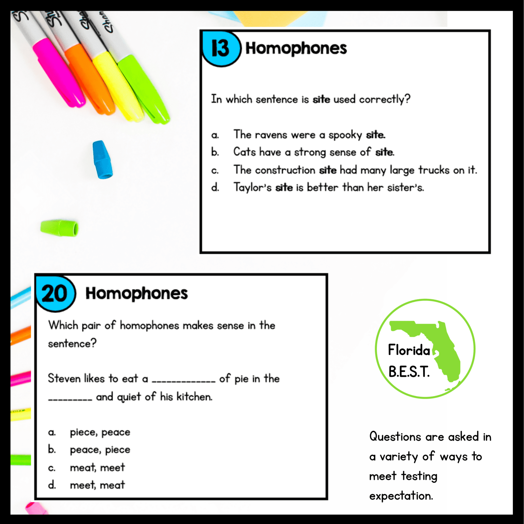Homophones Task Cards - 4th & 5th Grade - FL BEST ELA.4.V.1.3 & ELA.5.V.1.3 - Image 4