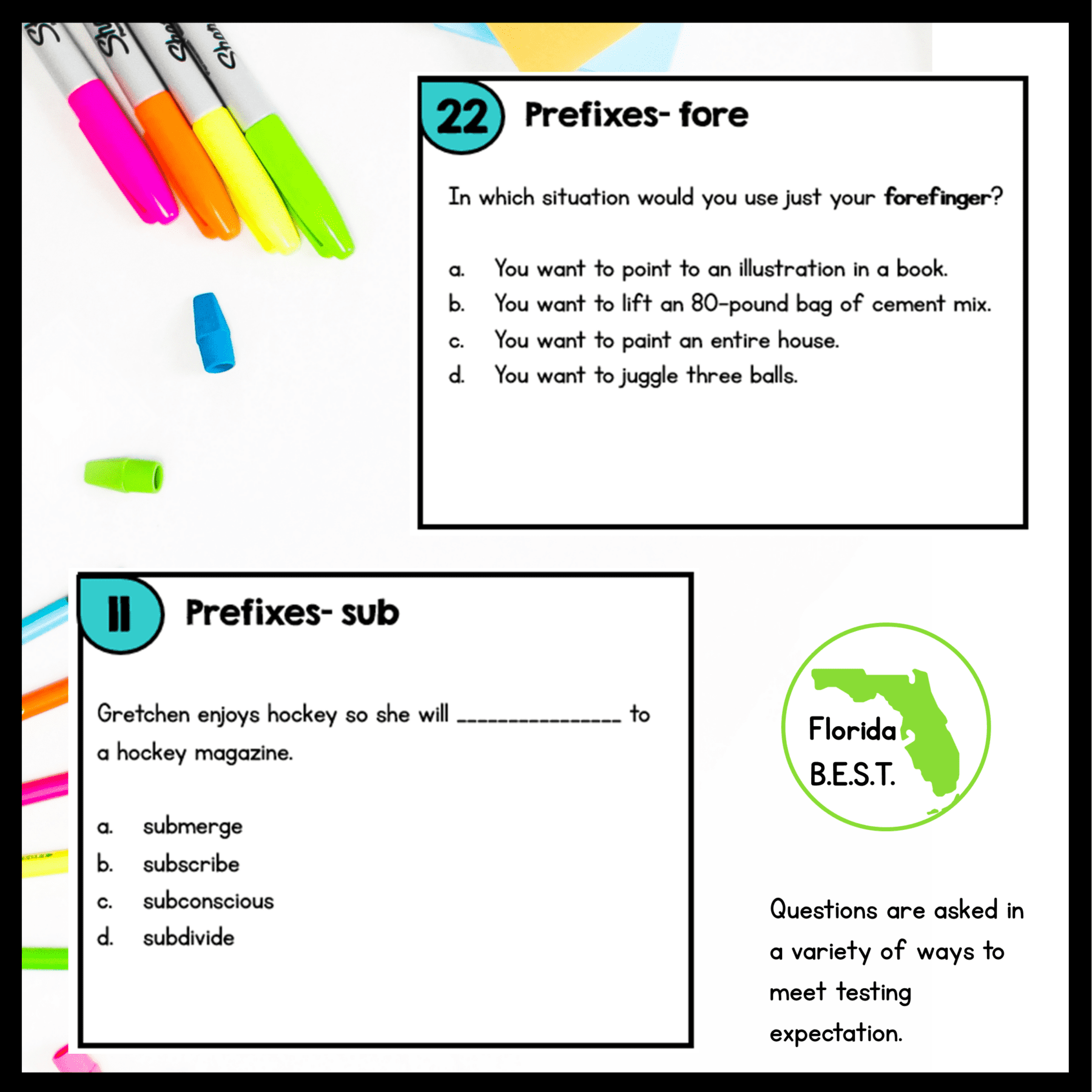 Prefixes Task Cards - 5th Grade FL BEST - ELA.5.V.1.2 - Image 4