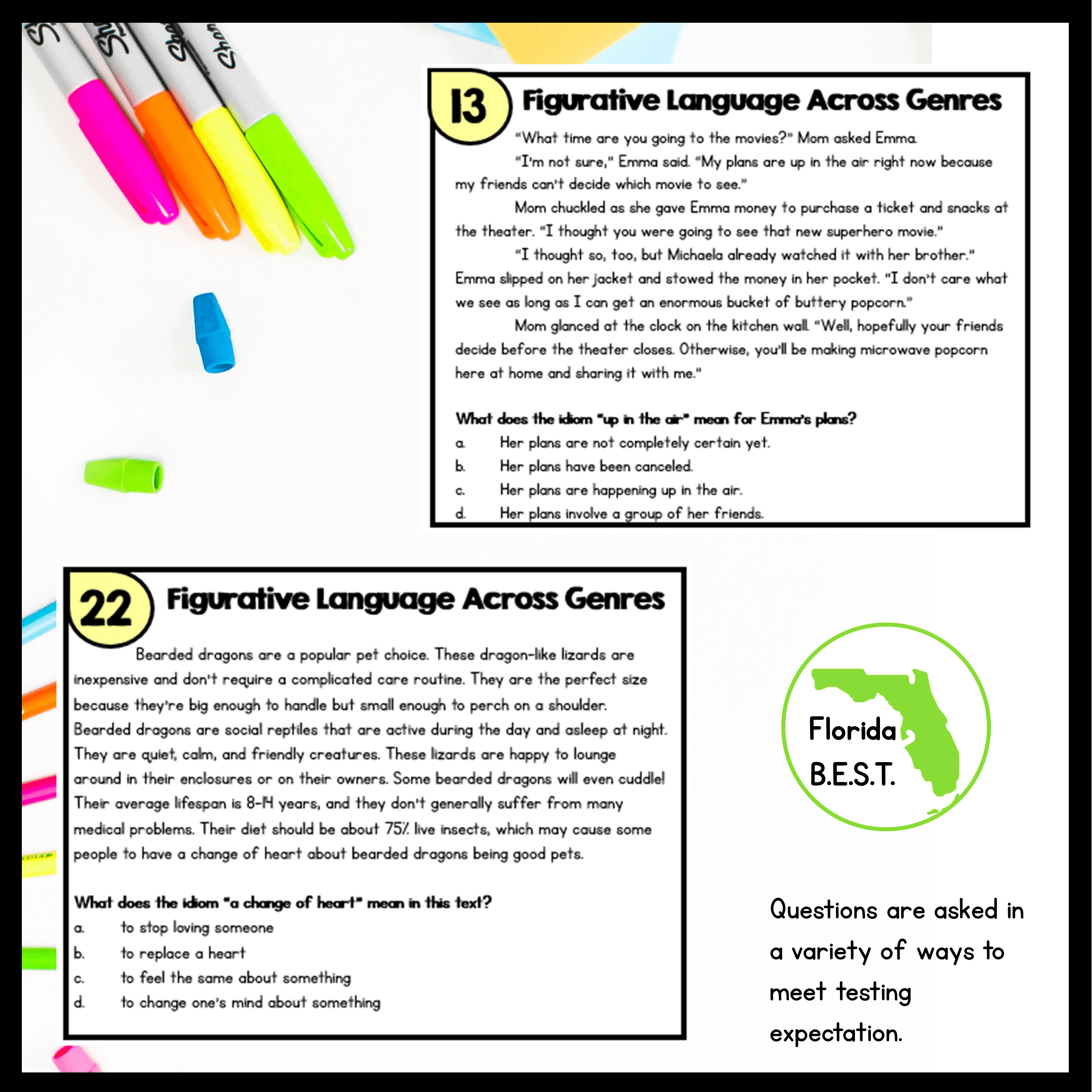 Figurative Language Task Cards - 4th & 5th Grade - FL BEST ELA.4.R.3.1/5.R.3.1 - Image 4