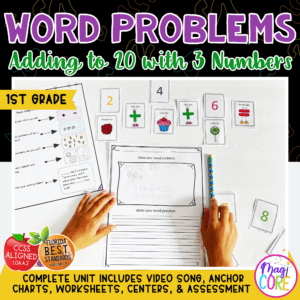 Word Problems Using 3 Numbers - 1st Grade Math - 1.OA.A.2 | MA.1.AR.1.1