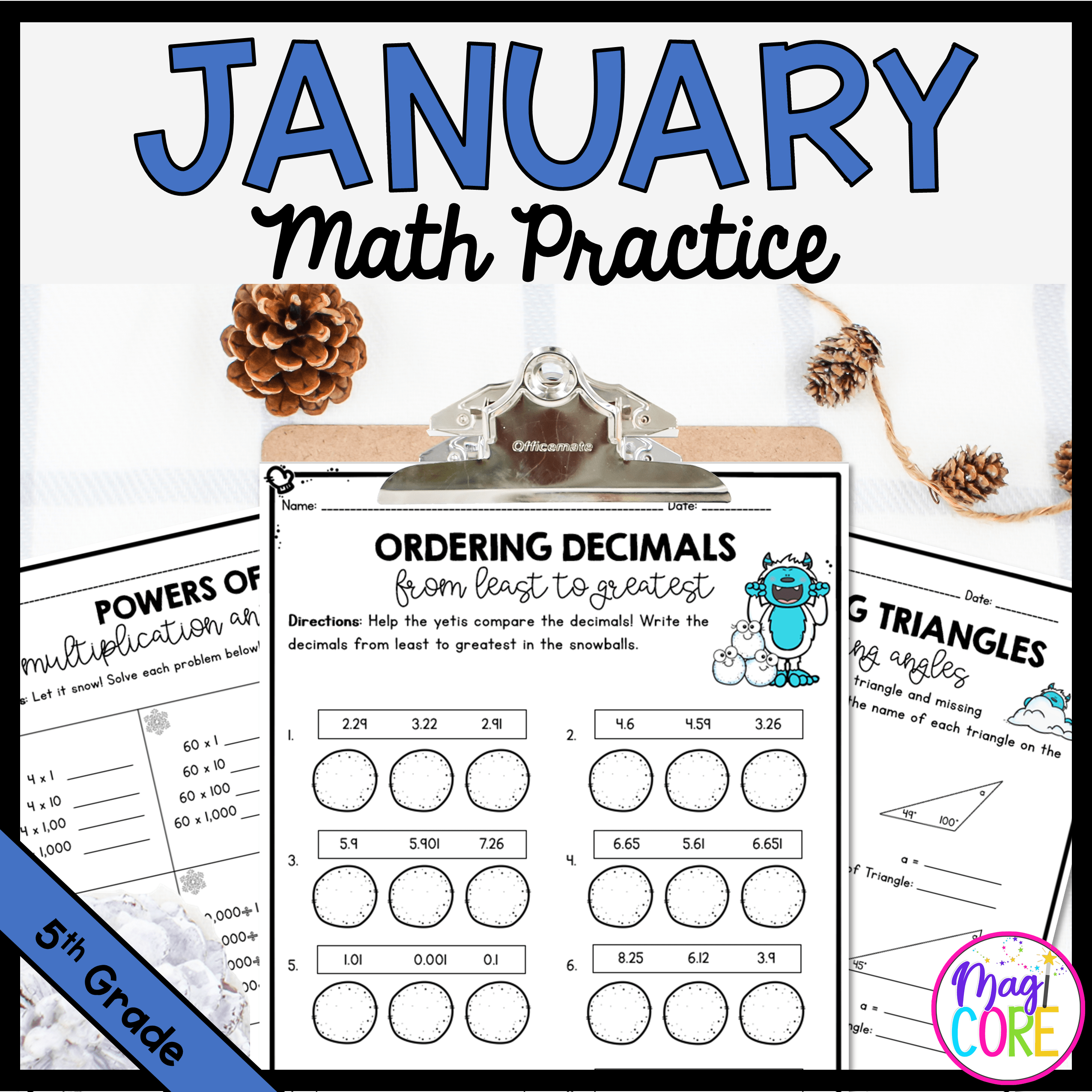 Month of January Math Practice - 5th Grade