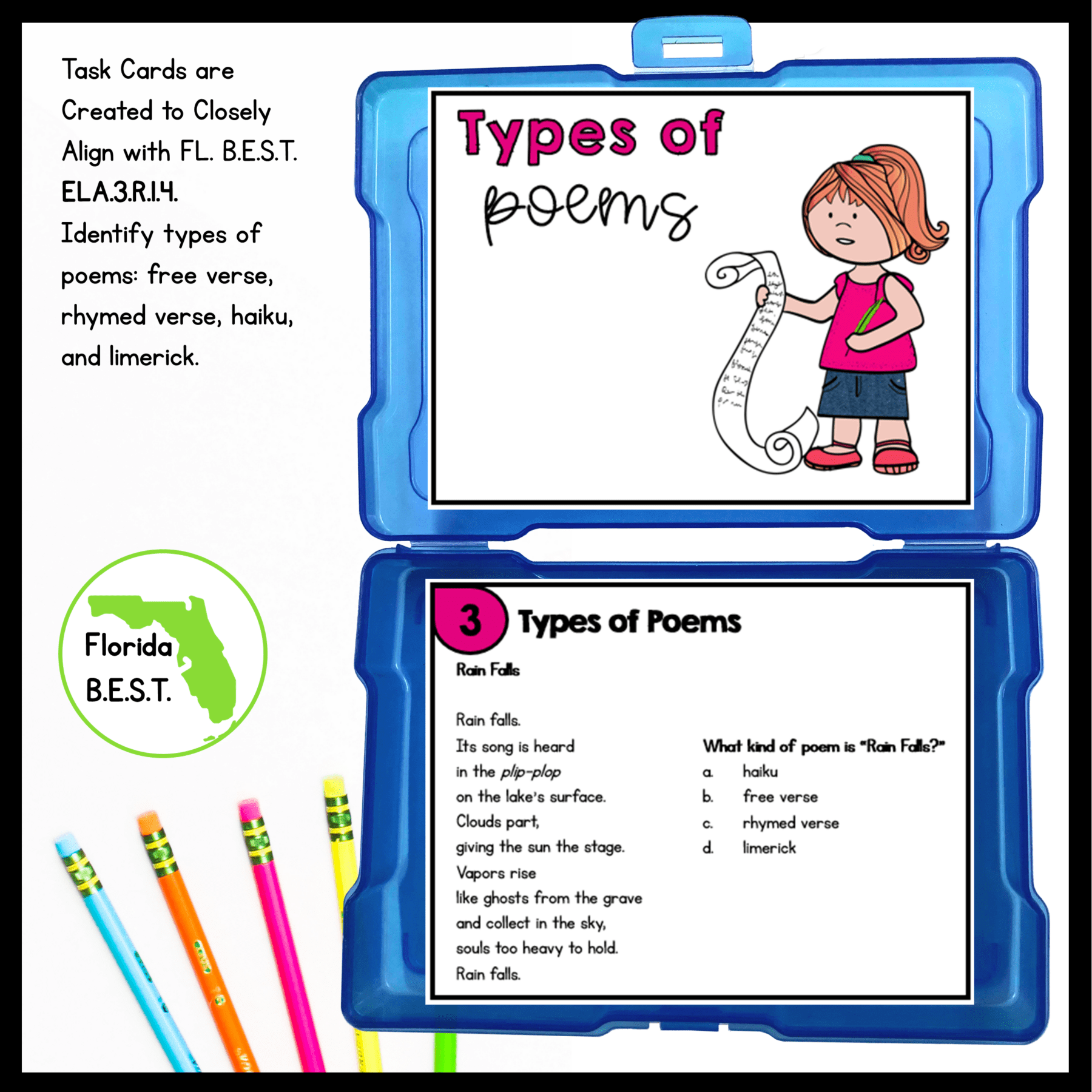 Types of Poems Task Cards - 3rd Grade - FL BEST ELA.3.R.1.4 - Image 2