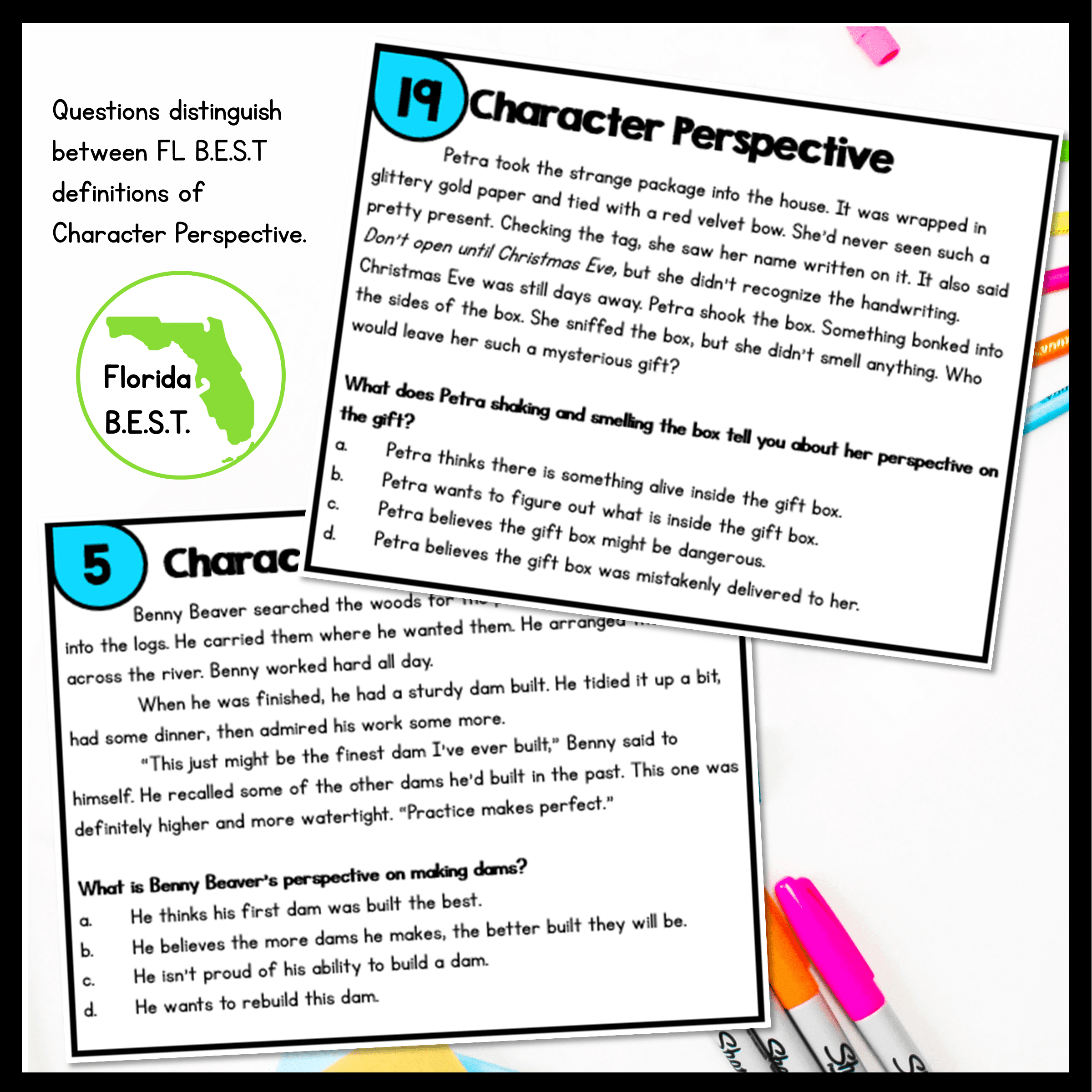 Character Perspective Task Cards 2nd & 3rd Grade FL BEST ELA.2.R.1.3 ELA.3.R.1.3 - Image 3