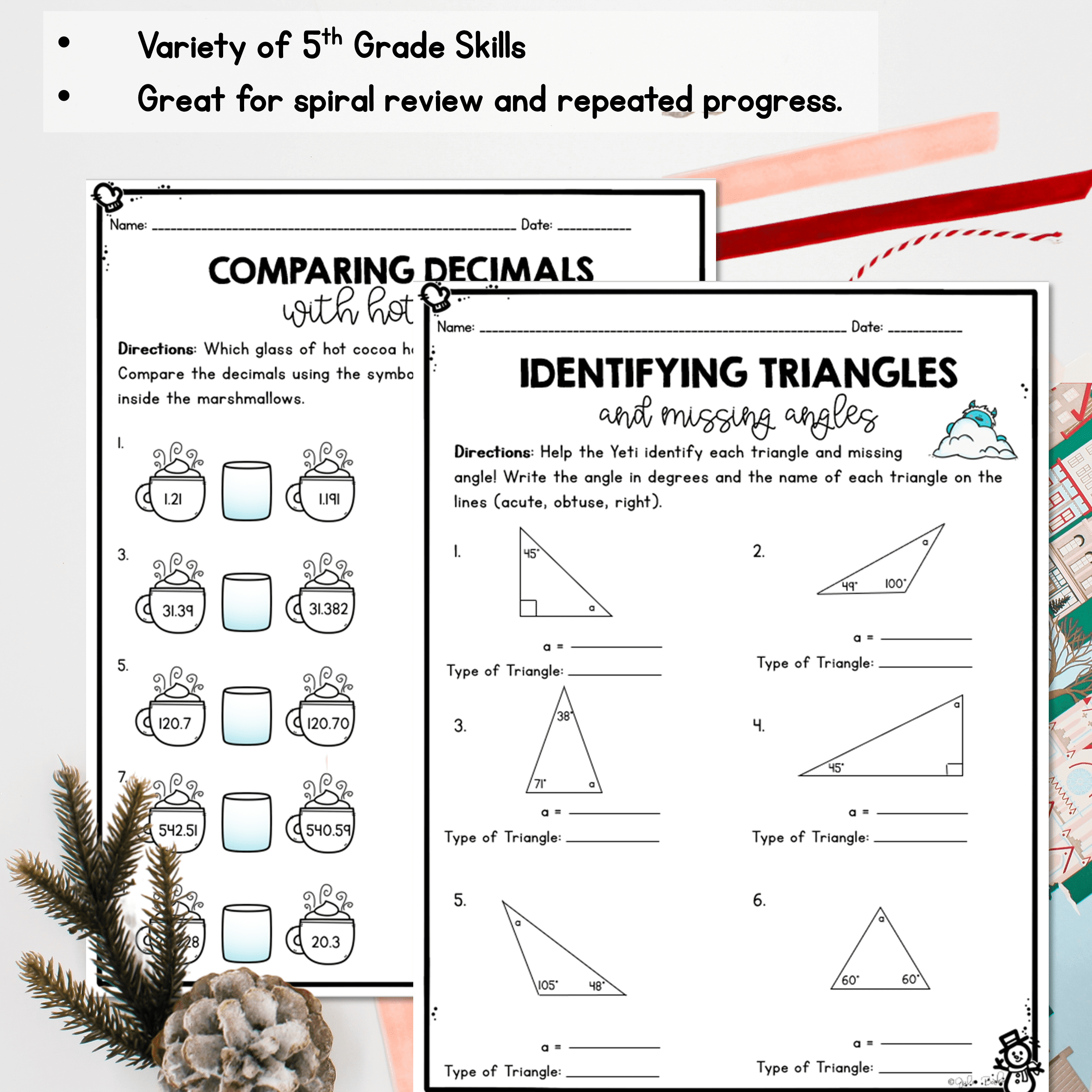 Monthly Themed Math Practice BUNDLE | 5th Grade - Image 5