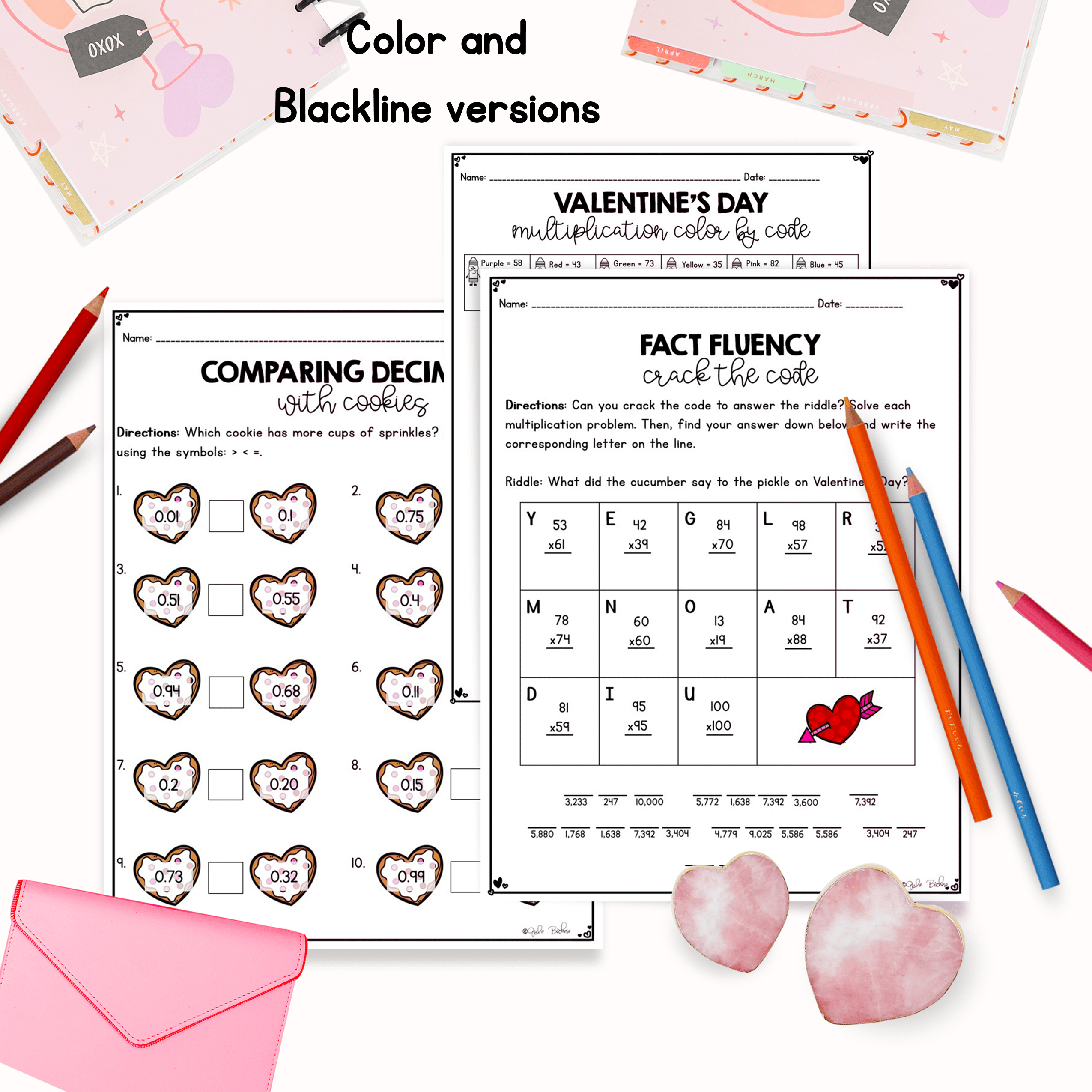 February Themed Math Practice - 4th Grade - Image 2