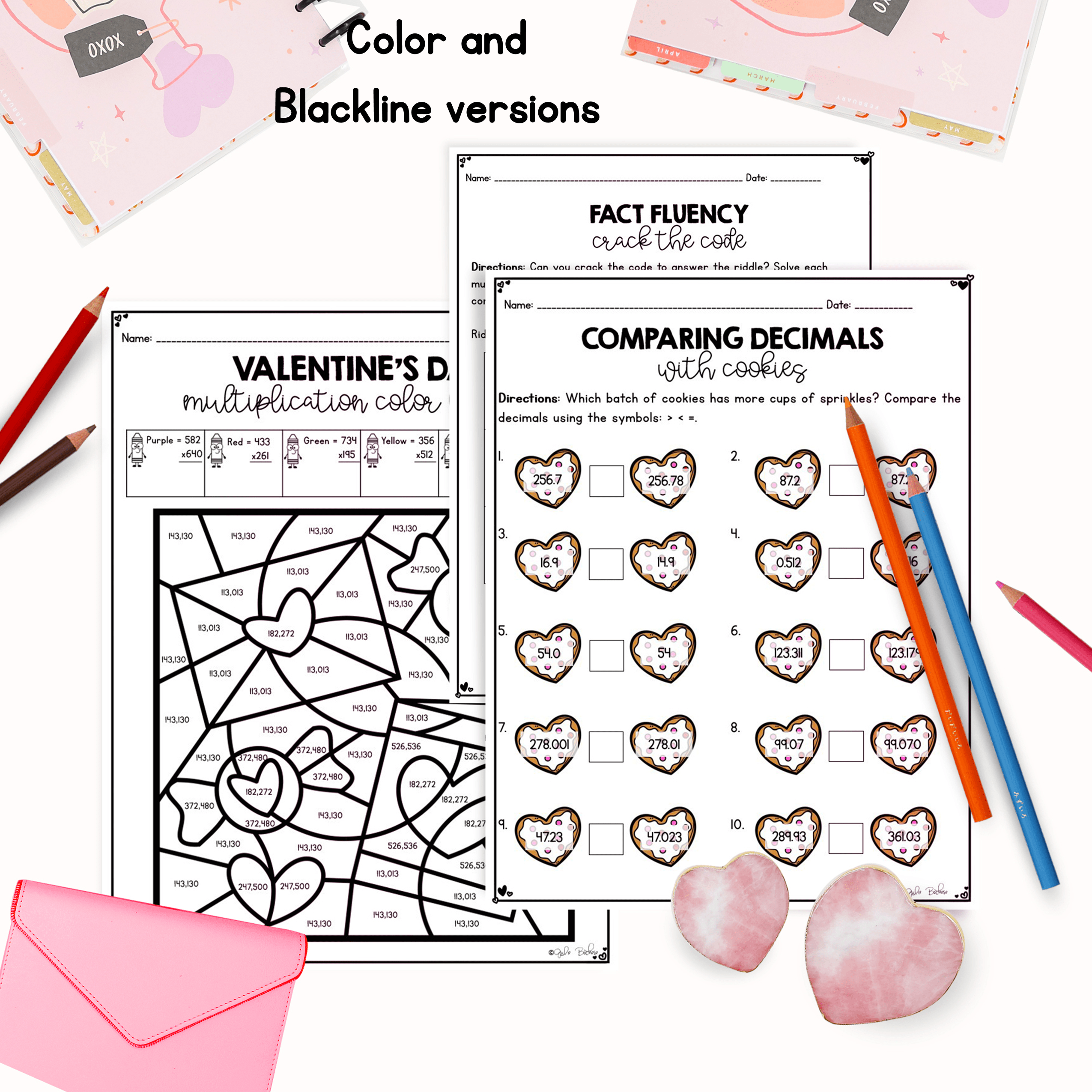 February Themed Math Practice - 5th Grade - Image 2