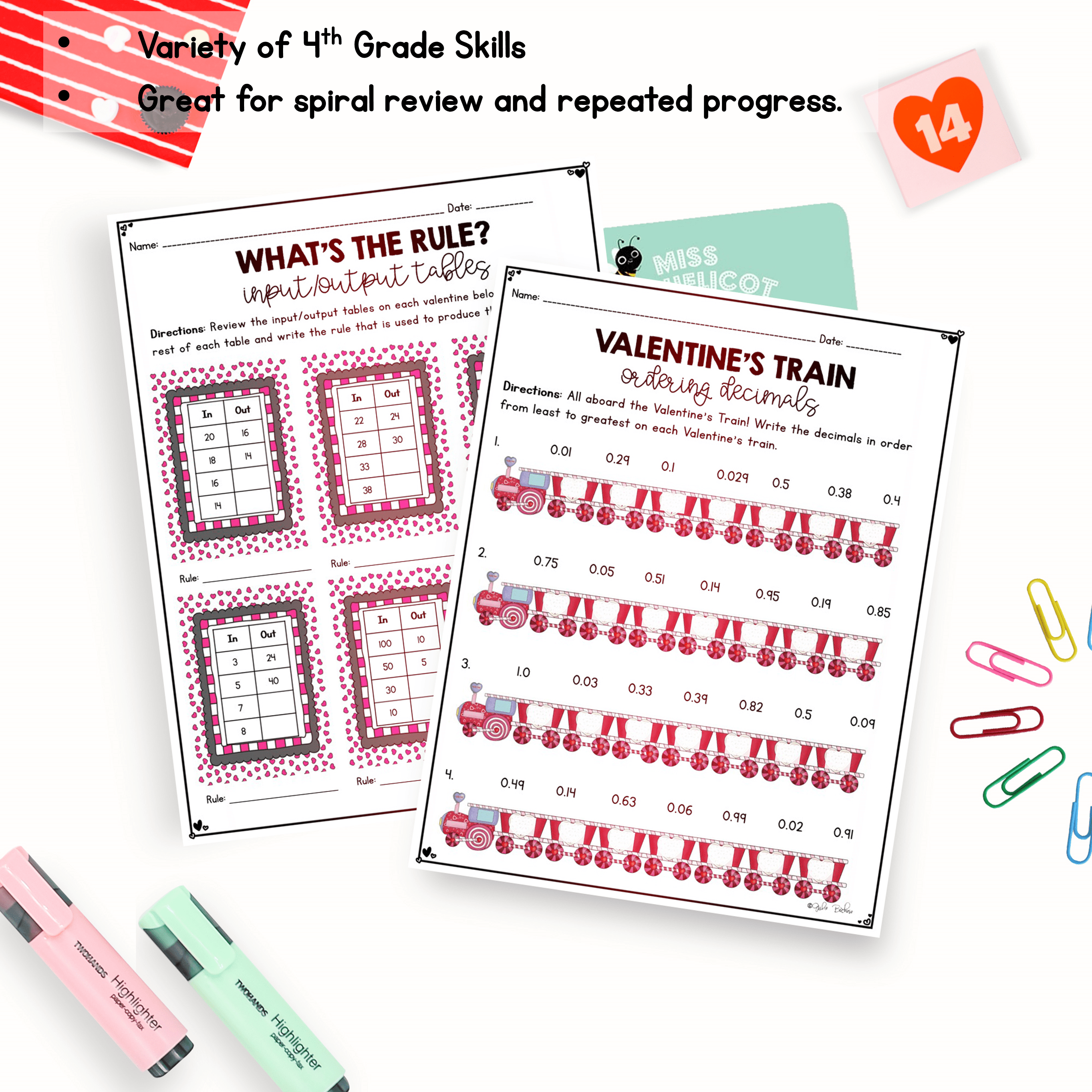 February Themed Math Practice - 4th Grade - Image 3