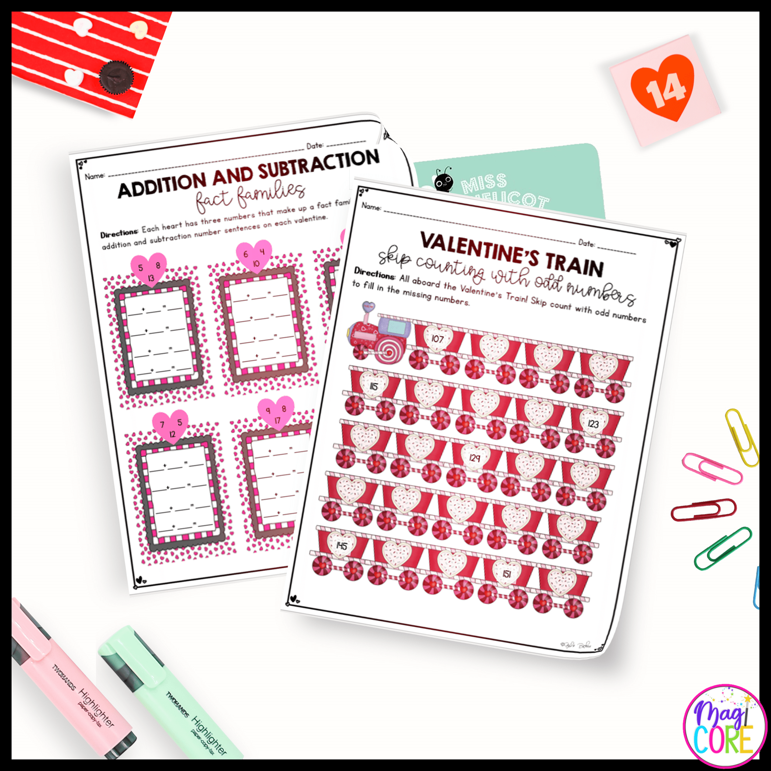 February Themed Math Practice - 2nd Grade - Image 4