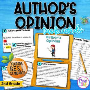 Author's Opinion Reading ELA Task Cards - 2nd Grade Florida FL BEST ELA.2.R.2.4